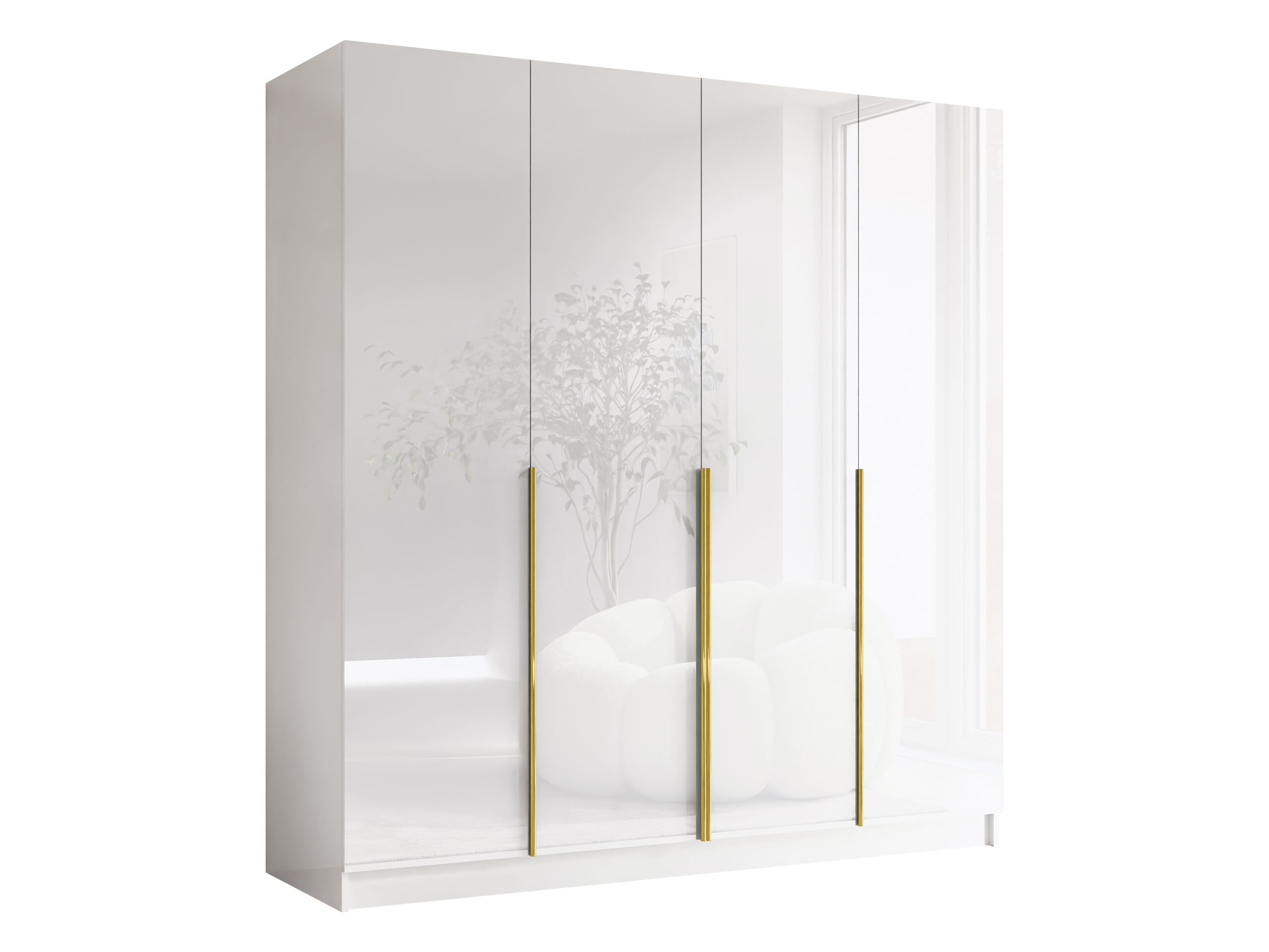 Kleiderschrank Closico Navor I (Weiß + Weiß glänzend)