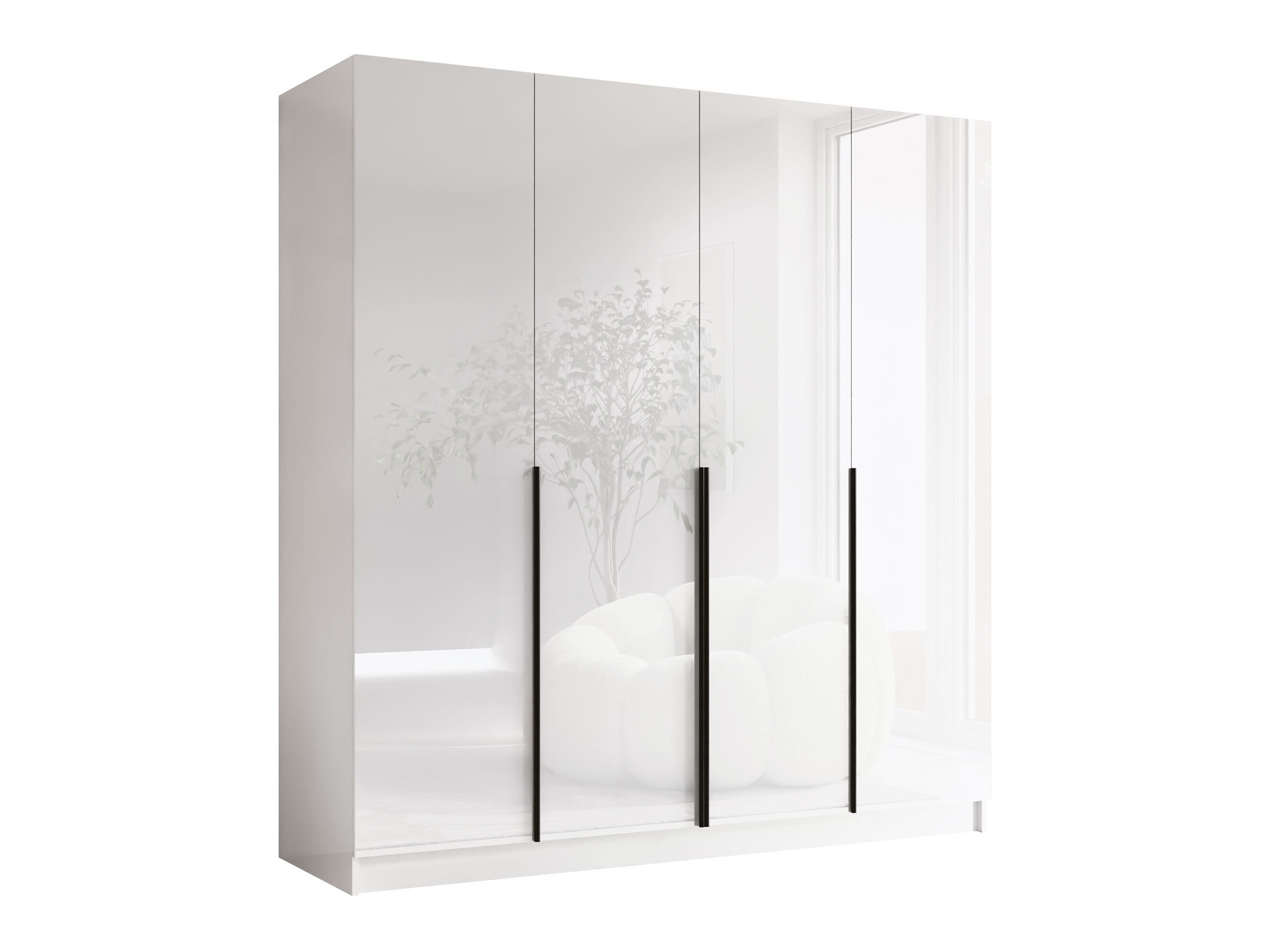 Kleiderschrank Closico Navor I (Weiß + Weiß glänzend)