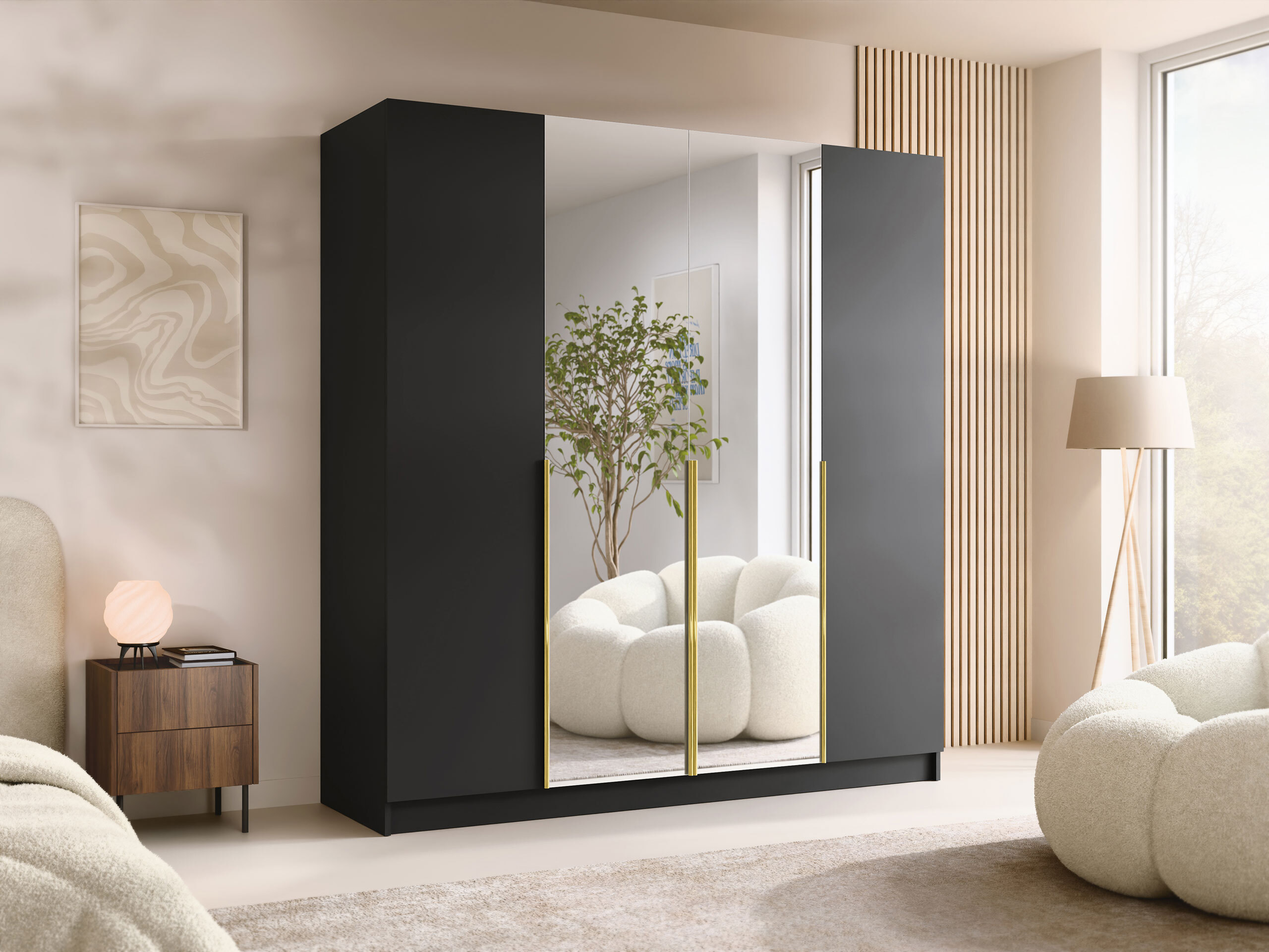 Kleiderschrank Closico Navor II (Schwarz)