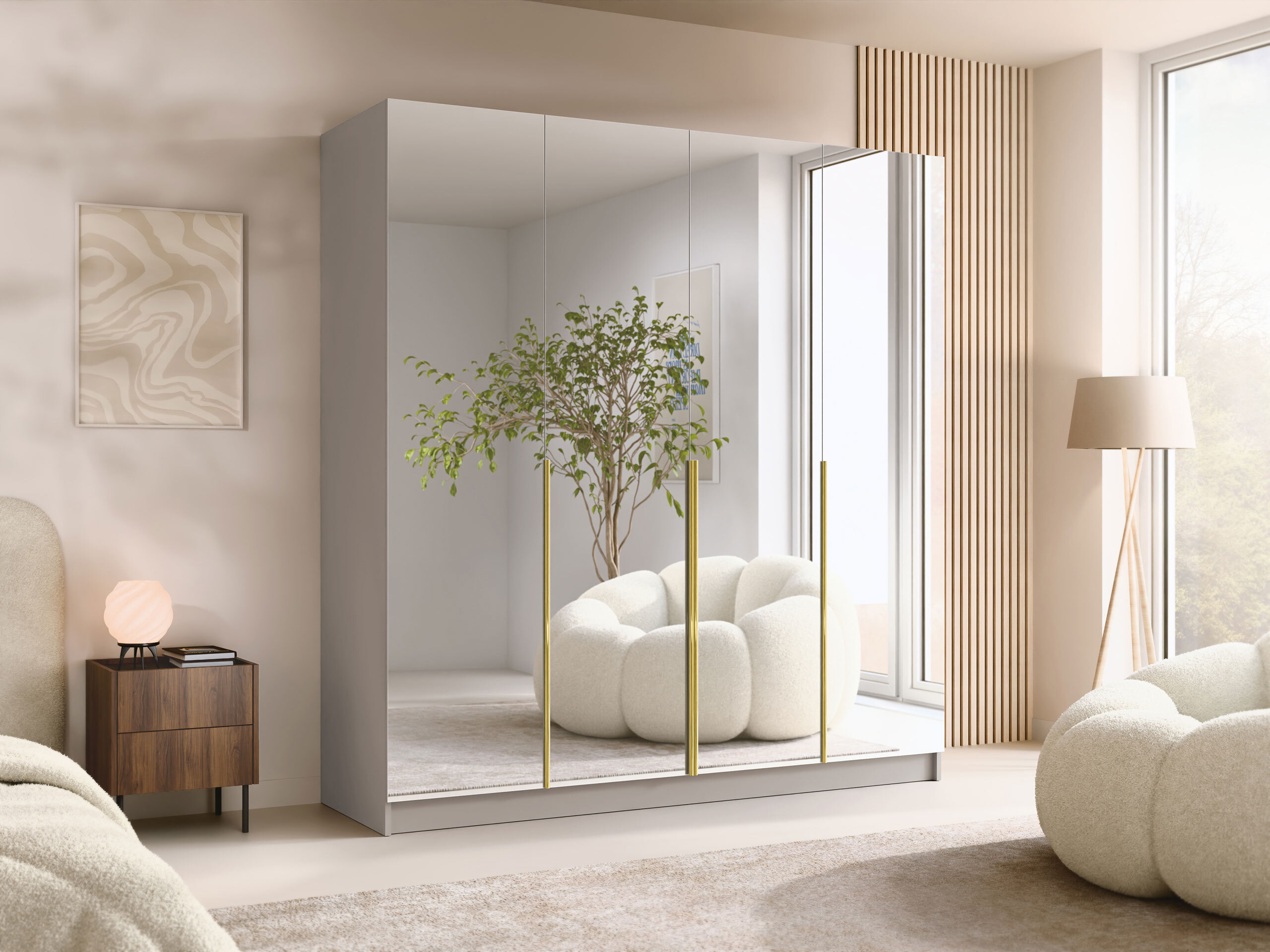 Kleiderschrank Closico Navor III (Kaschmir + Gold)