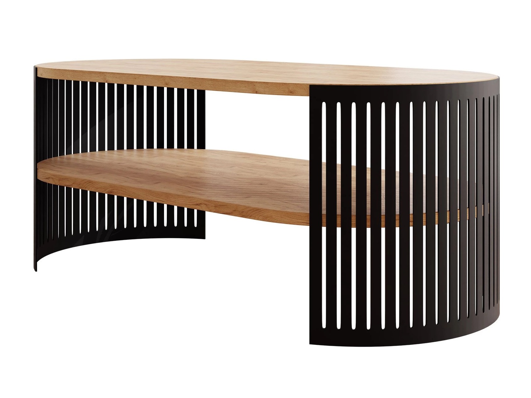 Couchtisch Civer III (Schwarz + Craft goldene Eichenholzoptik)