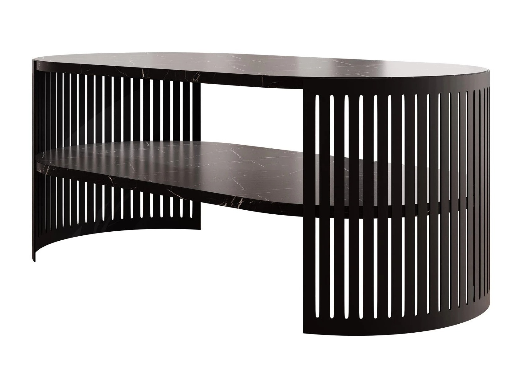 Couchtisch Civer III (Schwarz + Schwarzer Marmor)