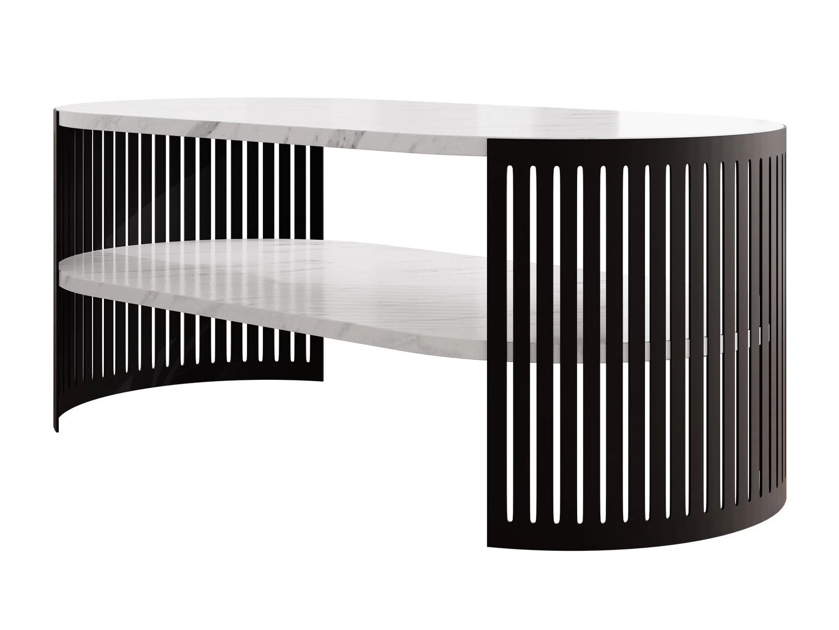 Couchtisch Civer III (Schwarz + Weißer Marmor)