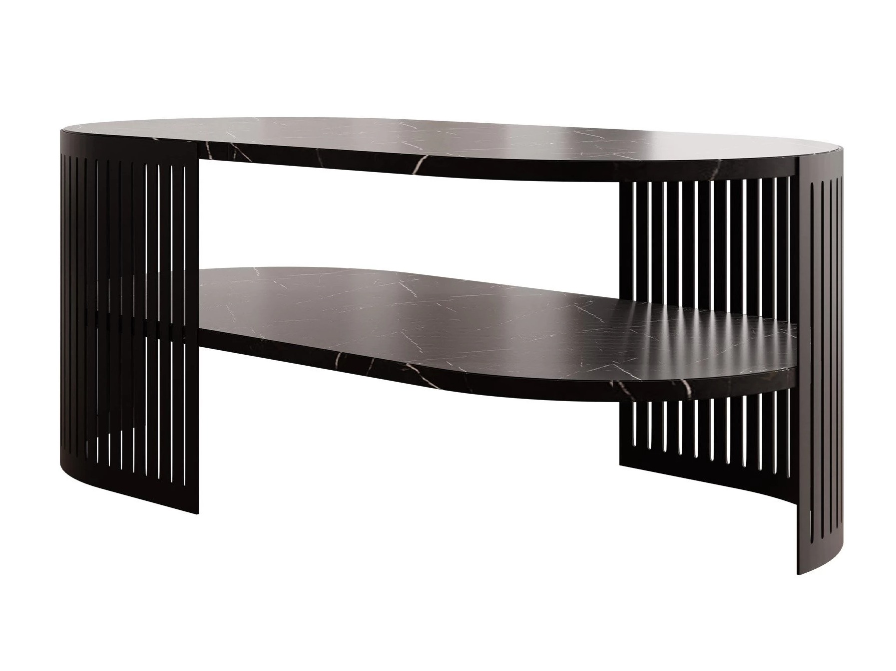 Couchtisch Civer VI (Schwarz + Schwarzer Marmor)