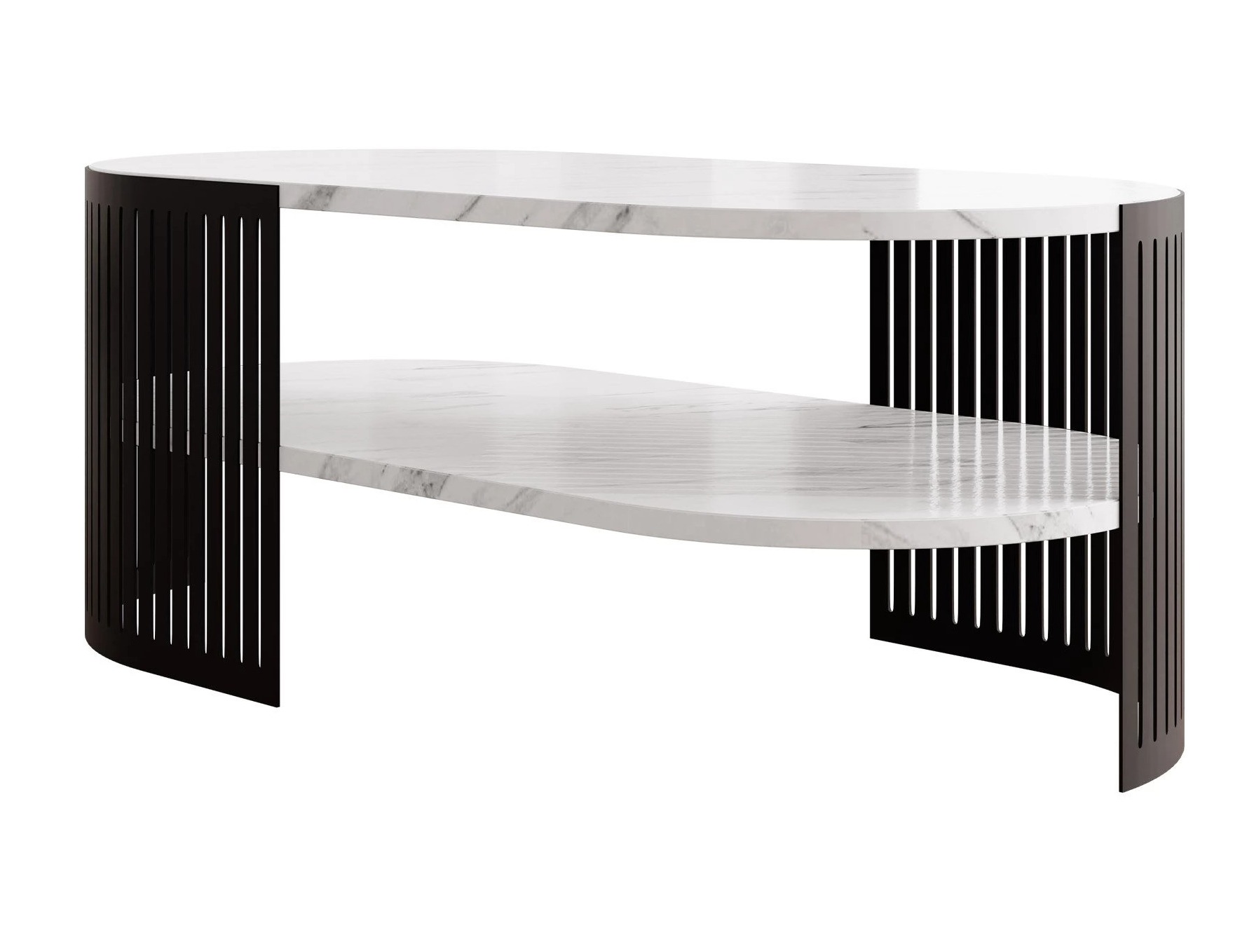 Couchtisch Civer VI (Schwarz + Weißer Marmor)