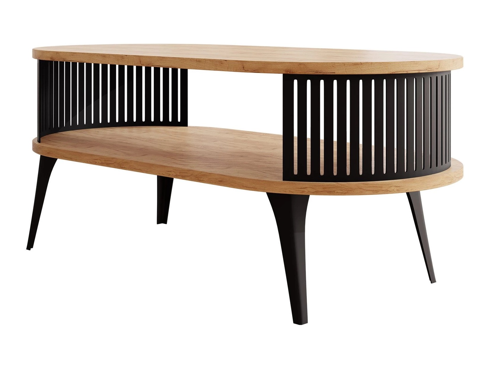 Couchtisch Vitum III (Schwarz + Craft goldene Eichenholzoptik)