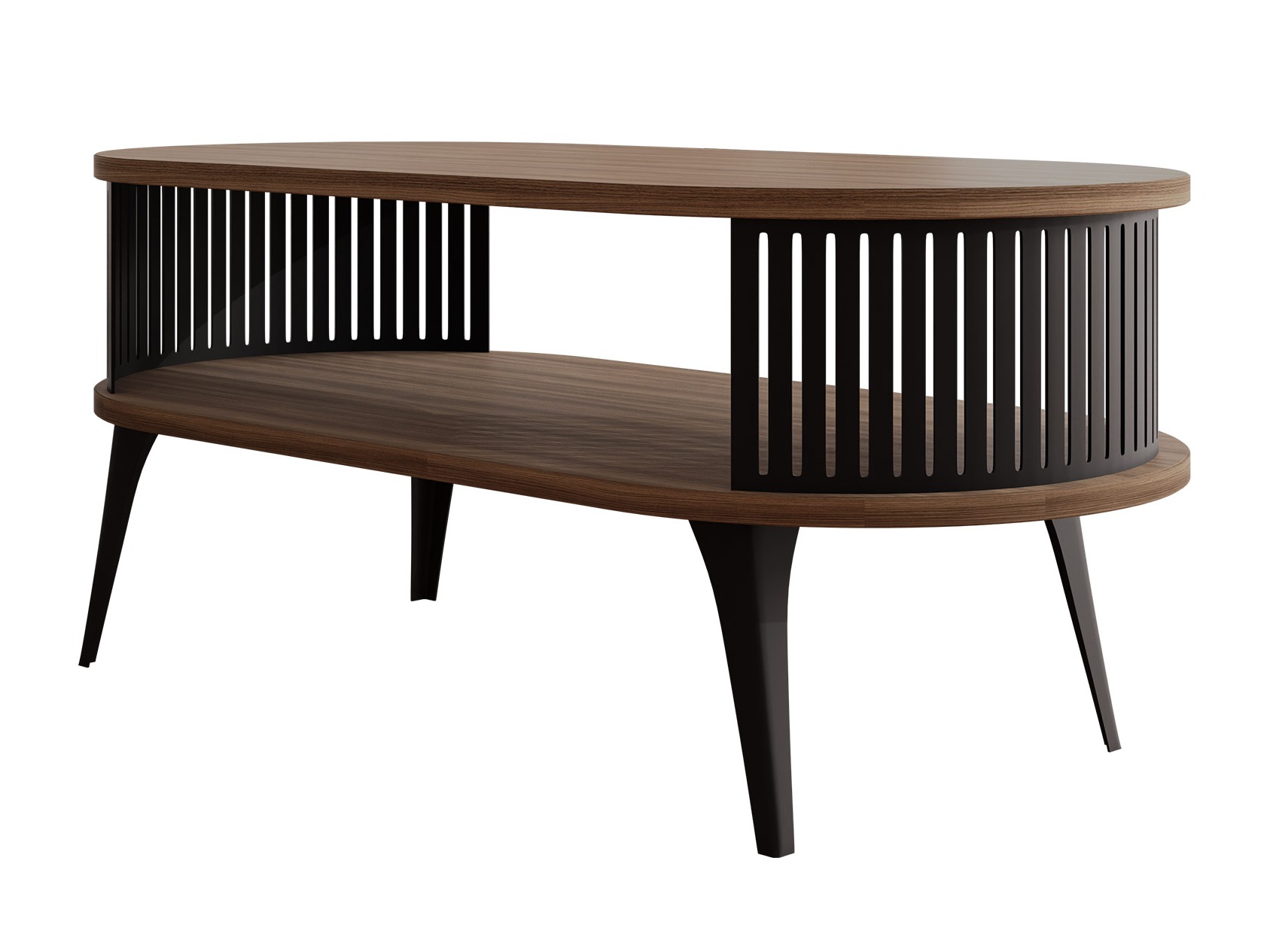 Couchtisch Vitum III (Schwarz + Walnussholzoptik)