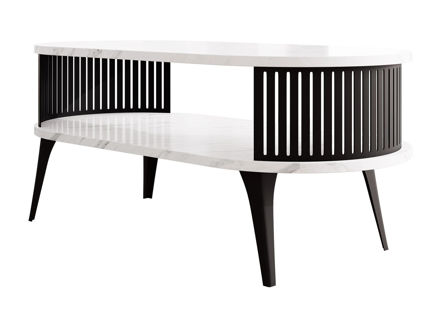 Couchtisch Vitum III (Schwarz + Weißer Marmor)