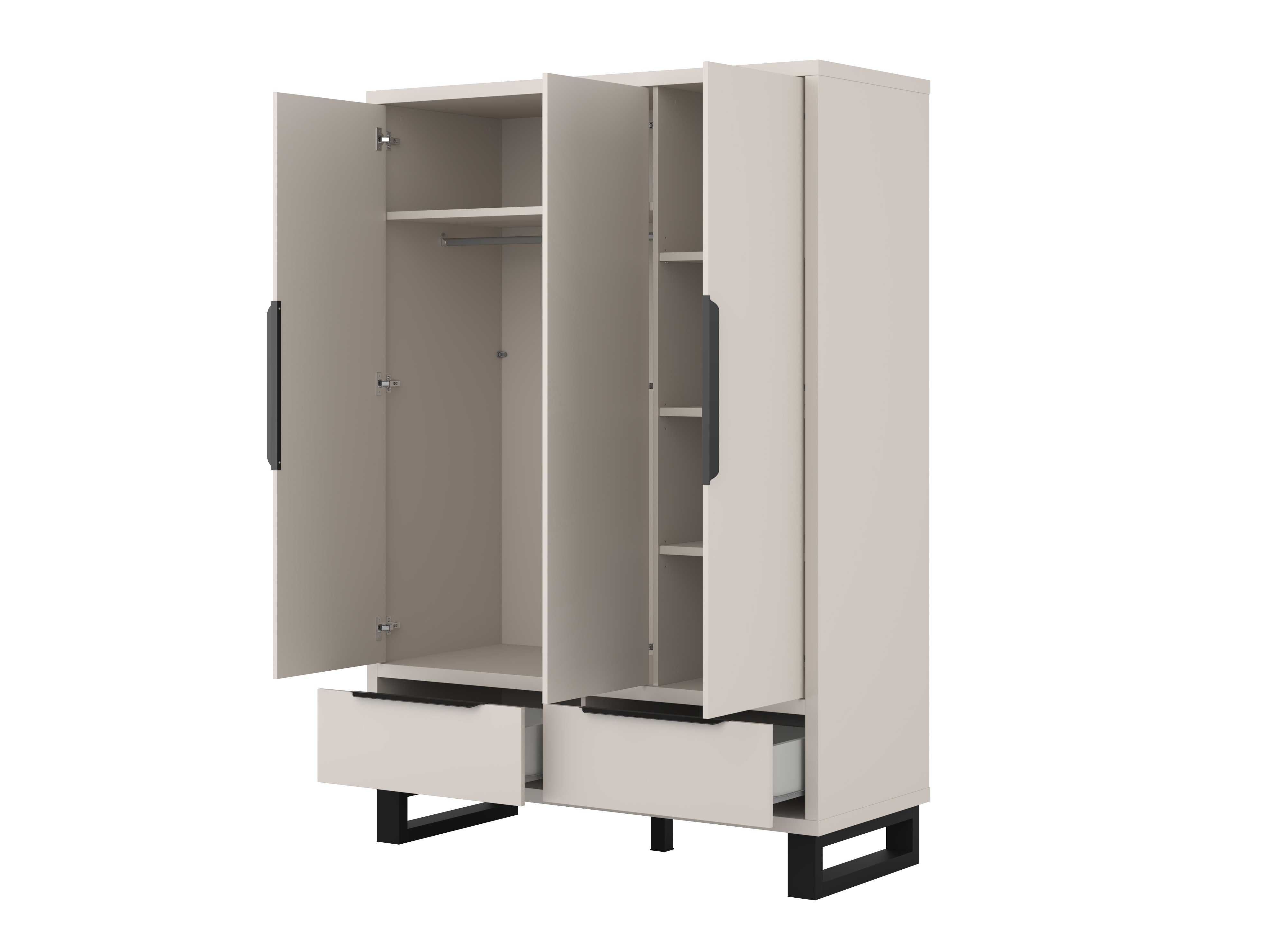 Kleiderschrank Avicavu 121 (Kaschmir + Schwarz)