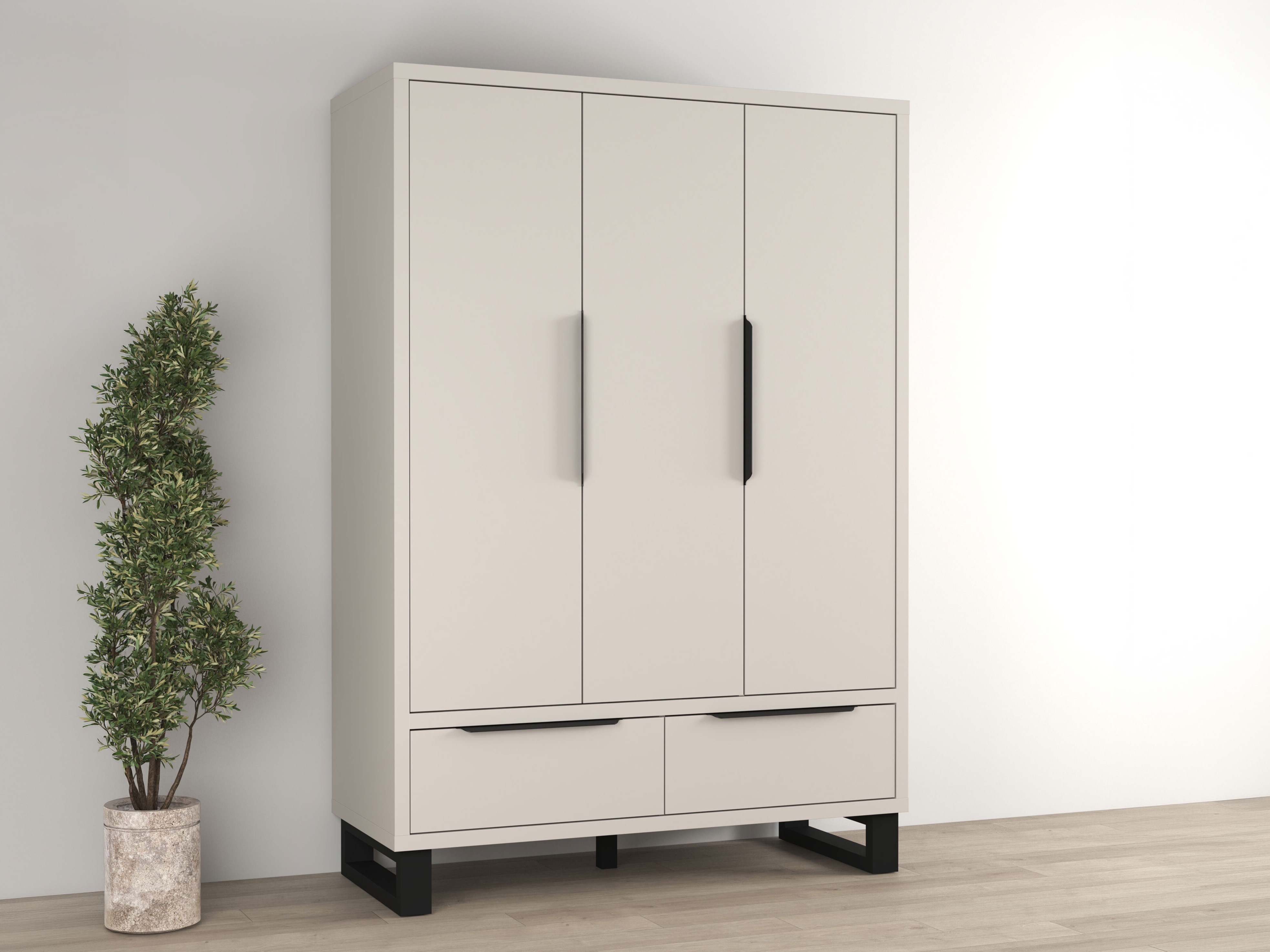 Kleiderschrank Avicavu 121 (Kaschmir + Schwarz)