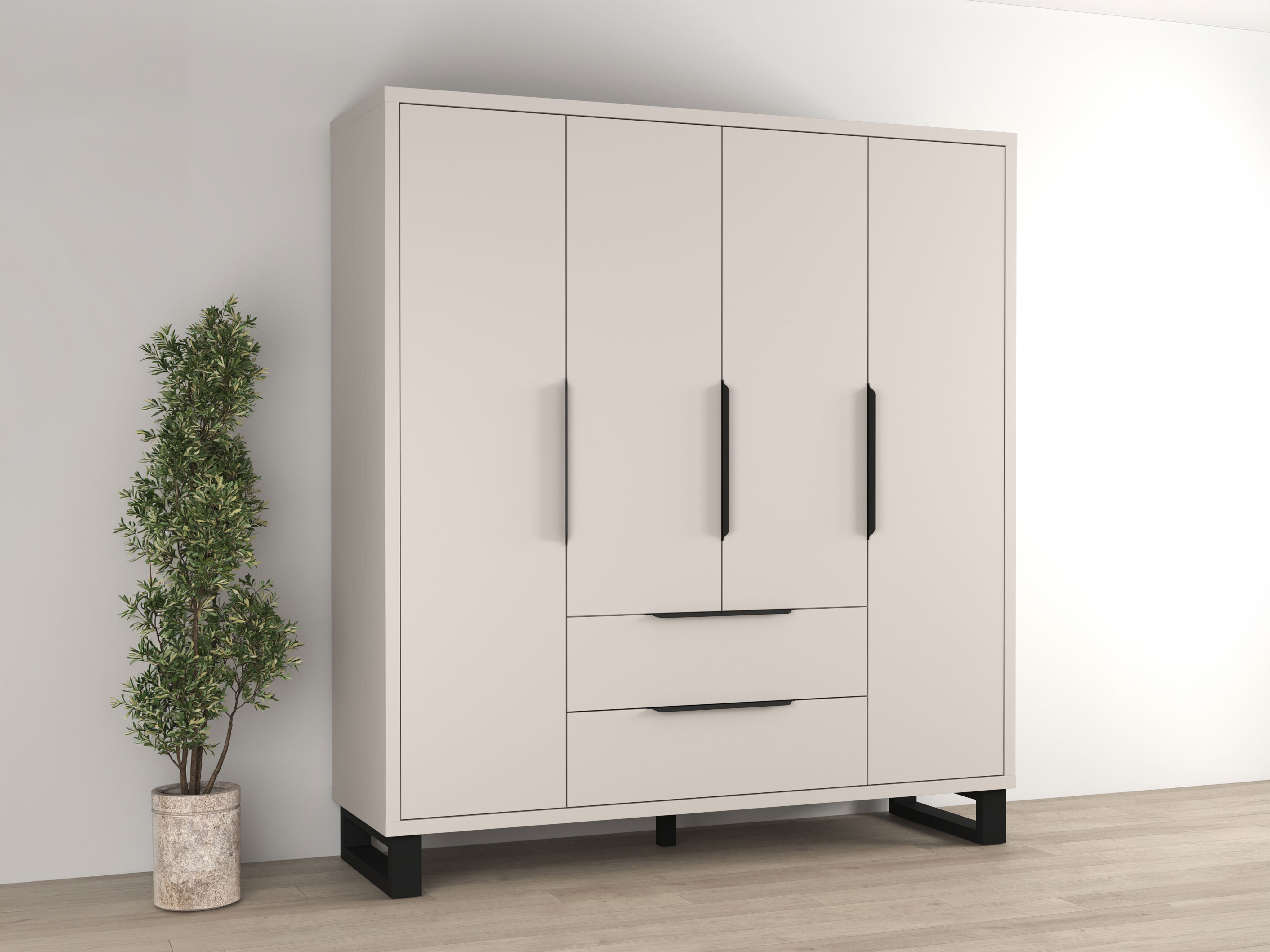 Kleiderschrank Avicavu 122 (Kaschmir + Schwarz)