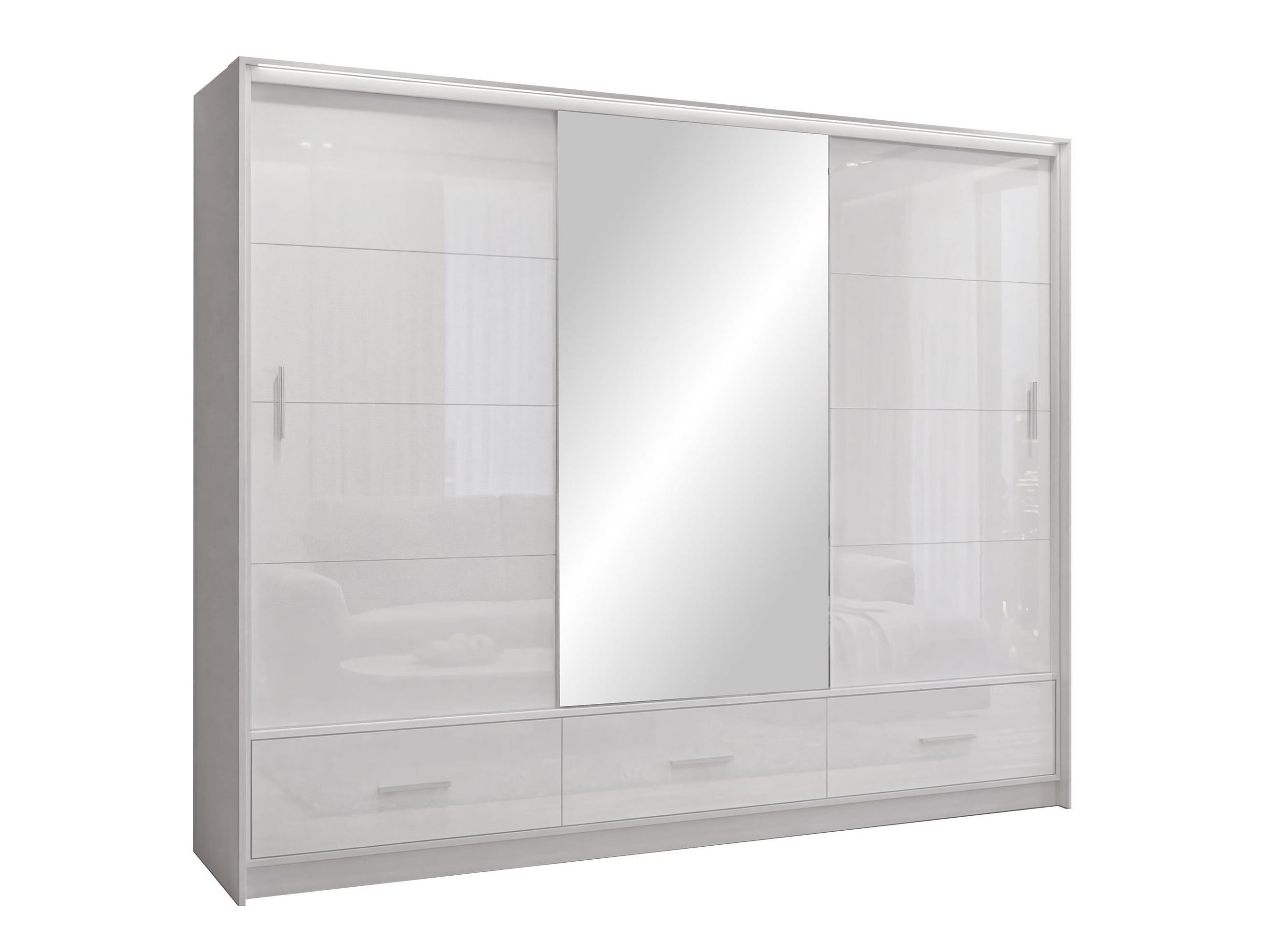 Kleiderschrank Honolulu 203 (Weiß + Weiß glänzend)
