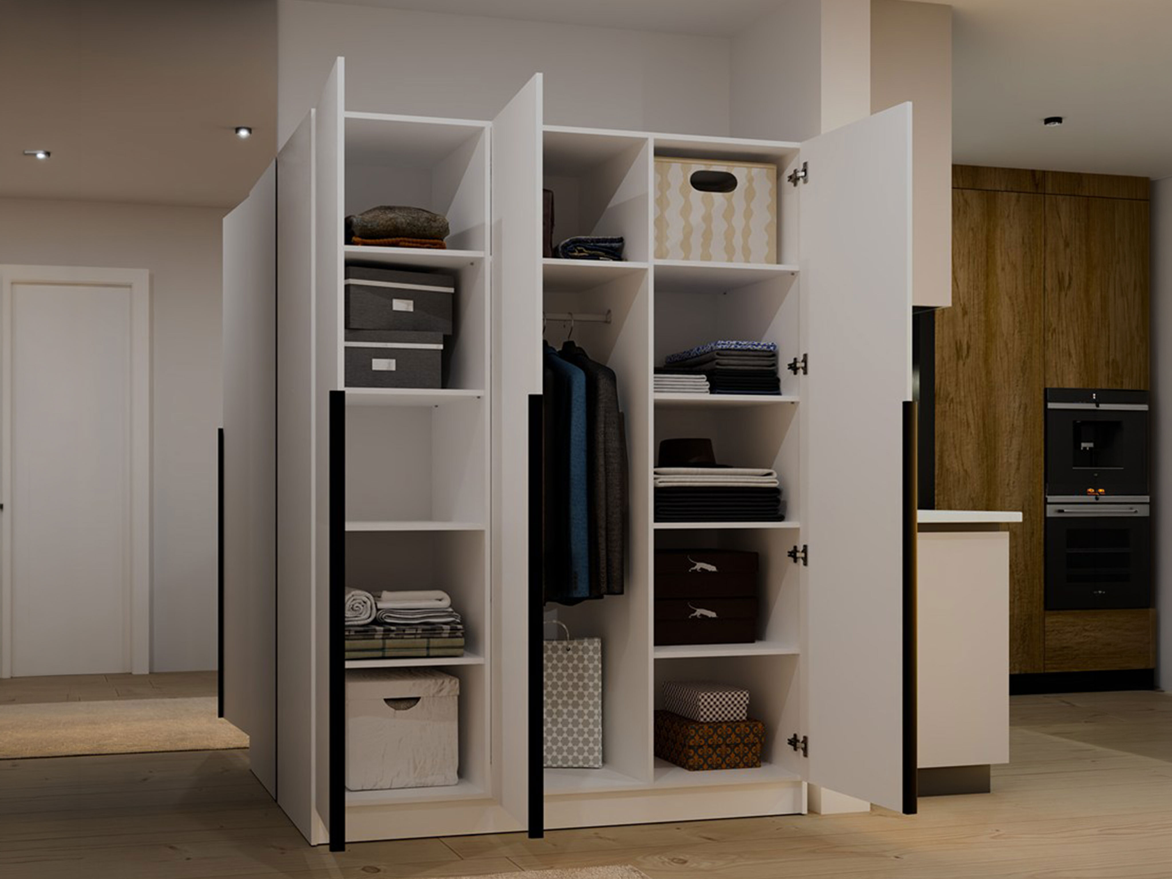 Kleiderschrank Mandeville 369 (Weiß + Schwarz)