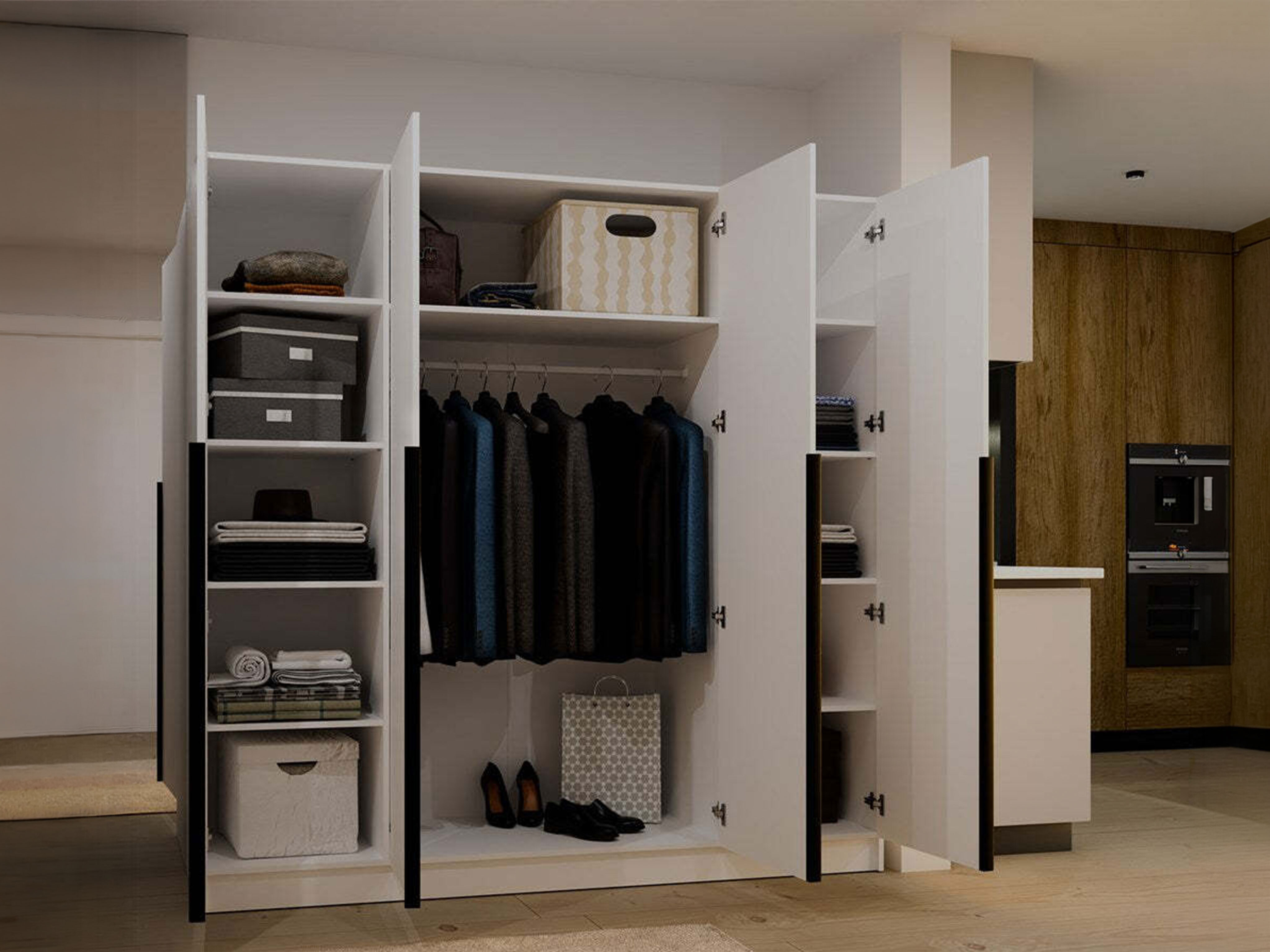 Kleiderschrank Mandeville 370 (Weiß + Schwarz)