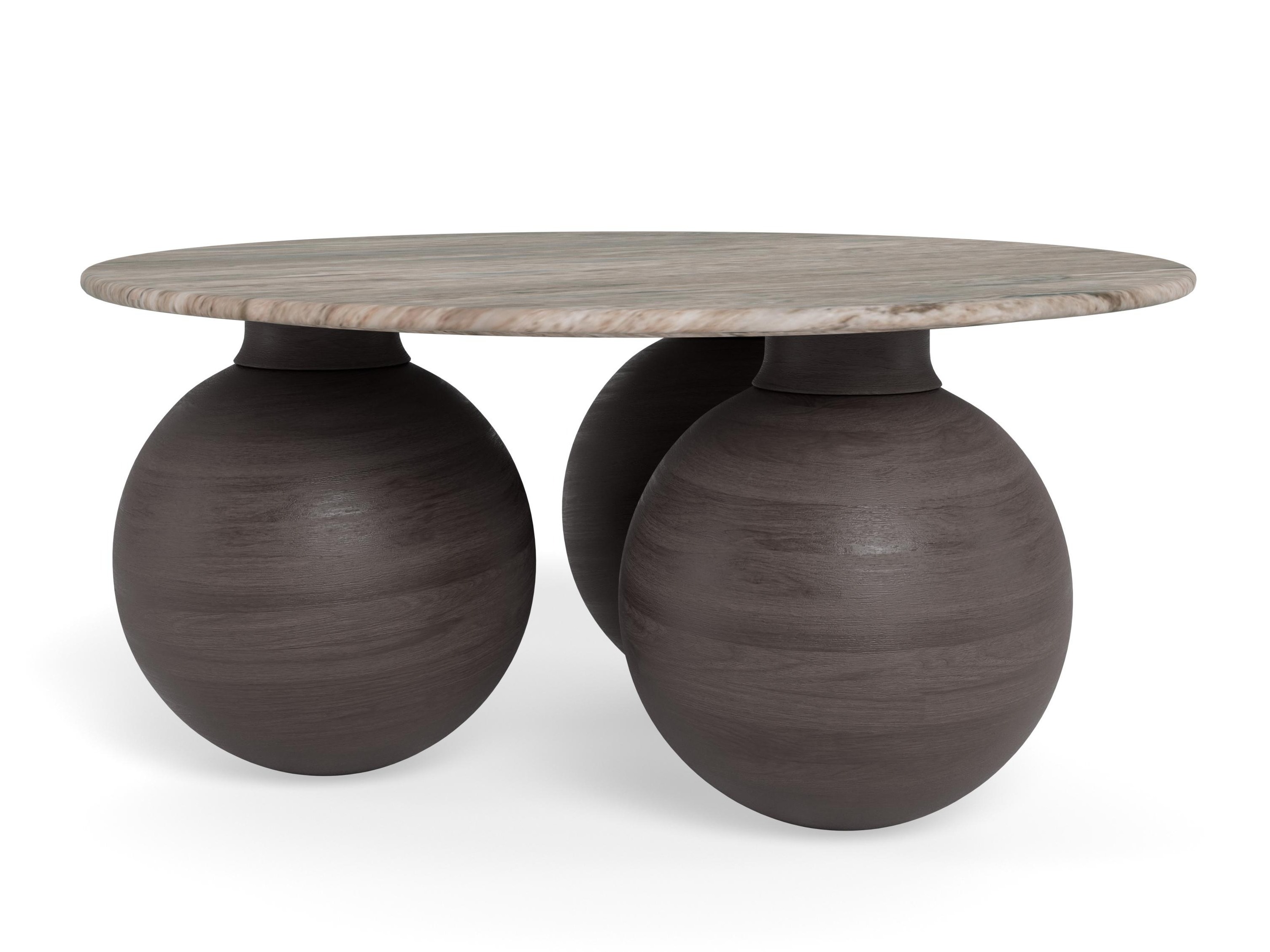 Couchtisch Norsica 1082 (Braun + Grauer Marmor)