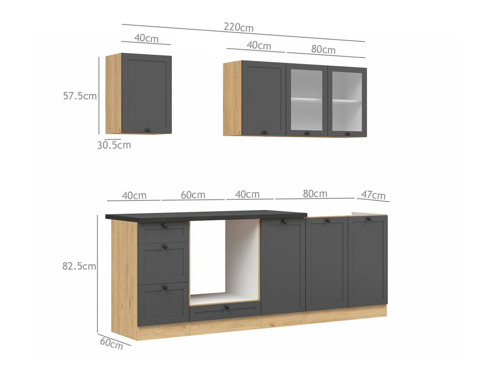 Modulares Küchenset Classic Grey Oak 117