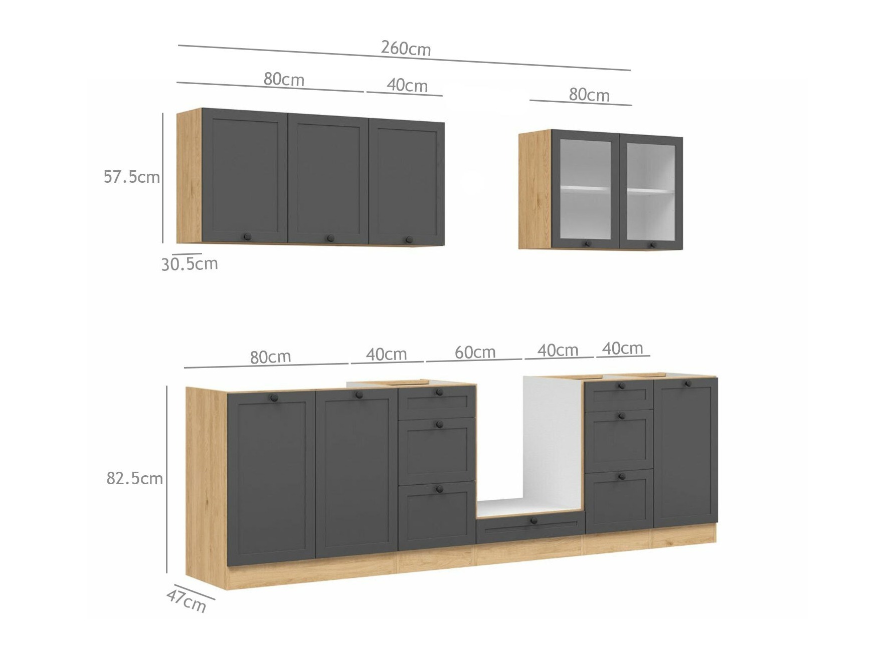 Modulares Küchenset Classic Grey Oak 118
