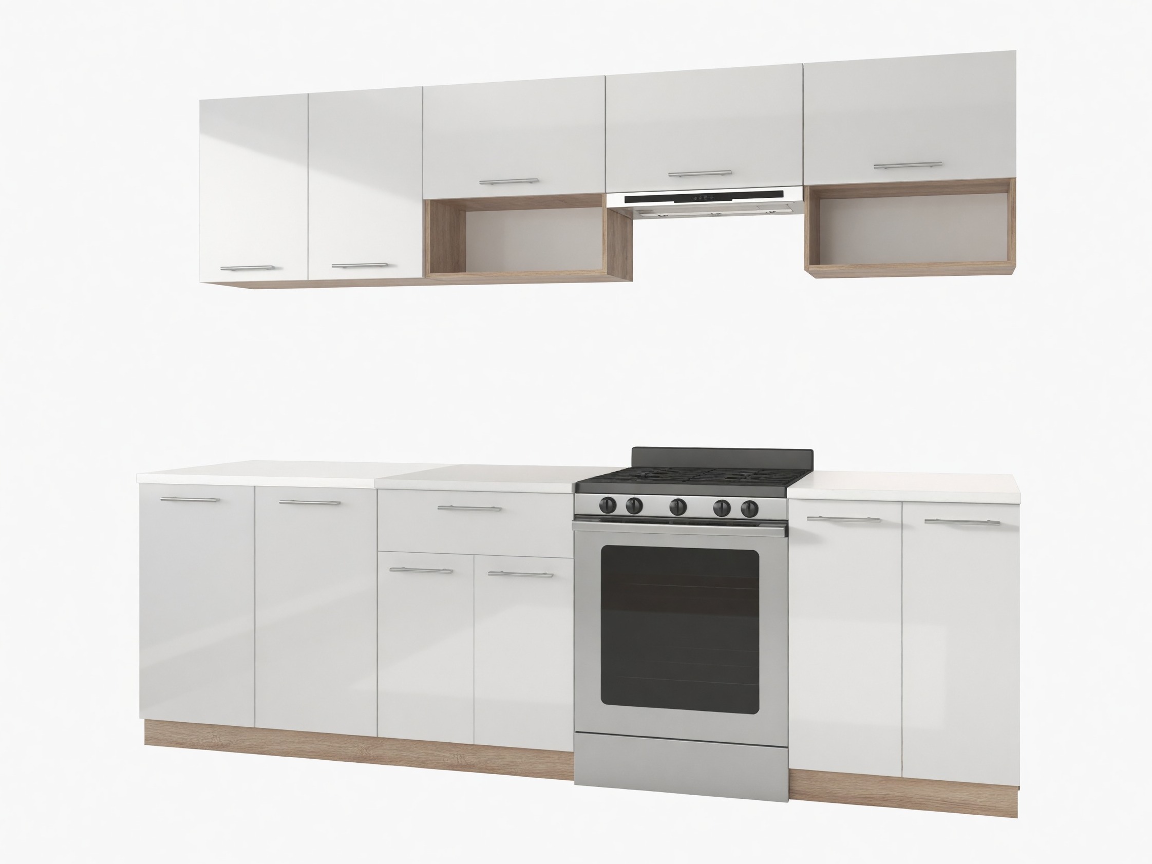 Küchenset Houston 858 (Weiß glänzend + Sonoma Eichenholzoptik)