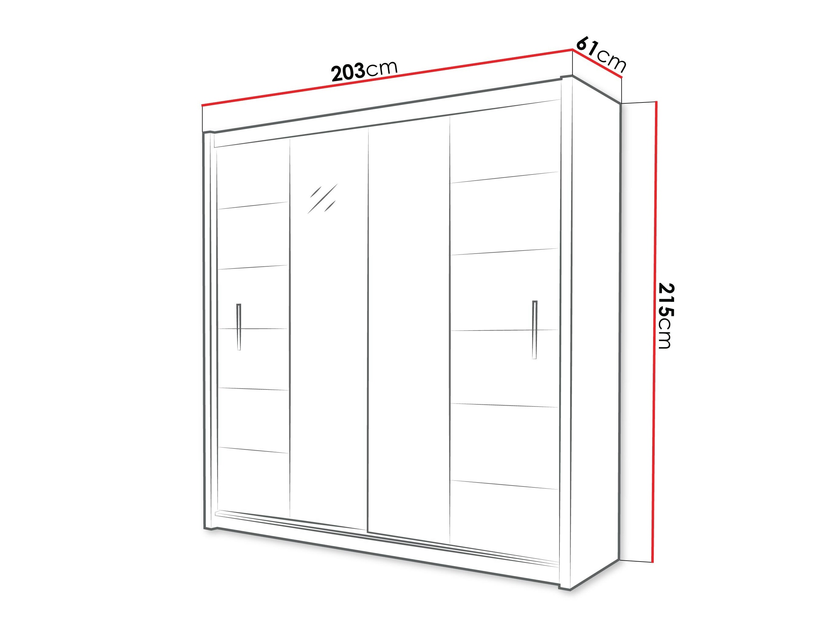 Kleiderschrank Honolulu 193 (Weiß + spiegel)