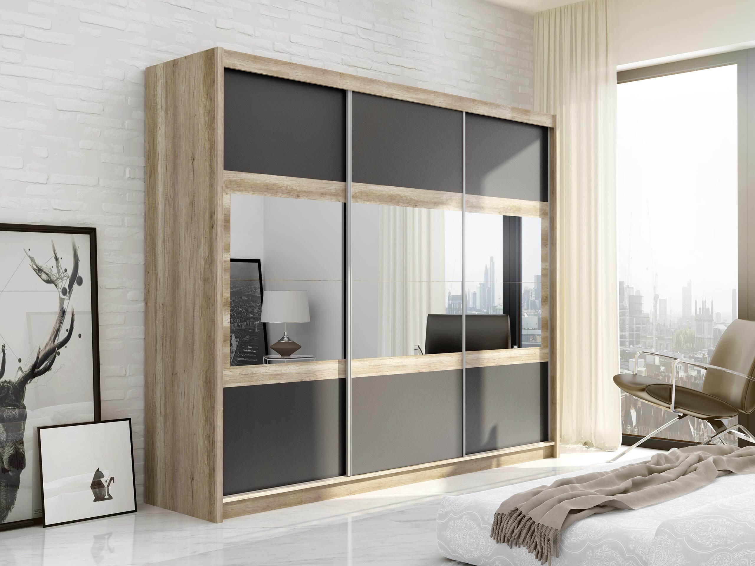 Kleiderschrank Honolulu 109 (Lava + Canyon eichenholzoptik)