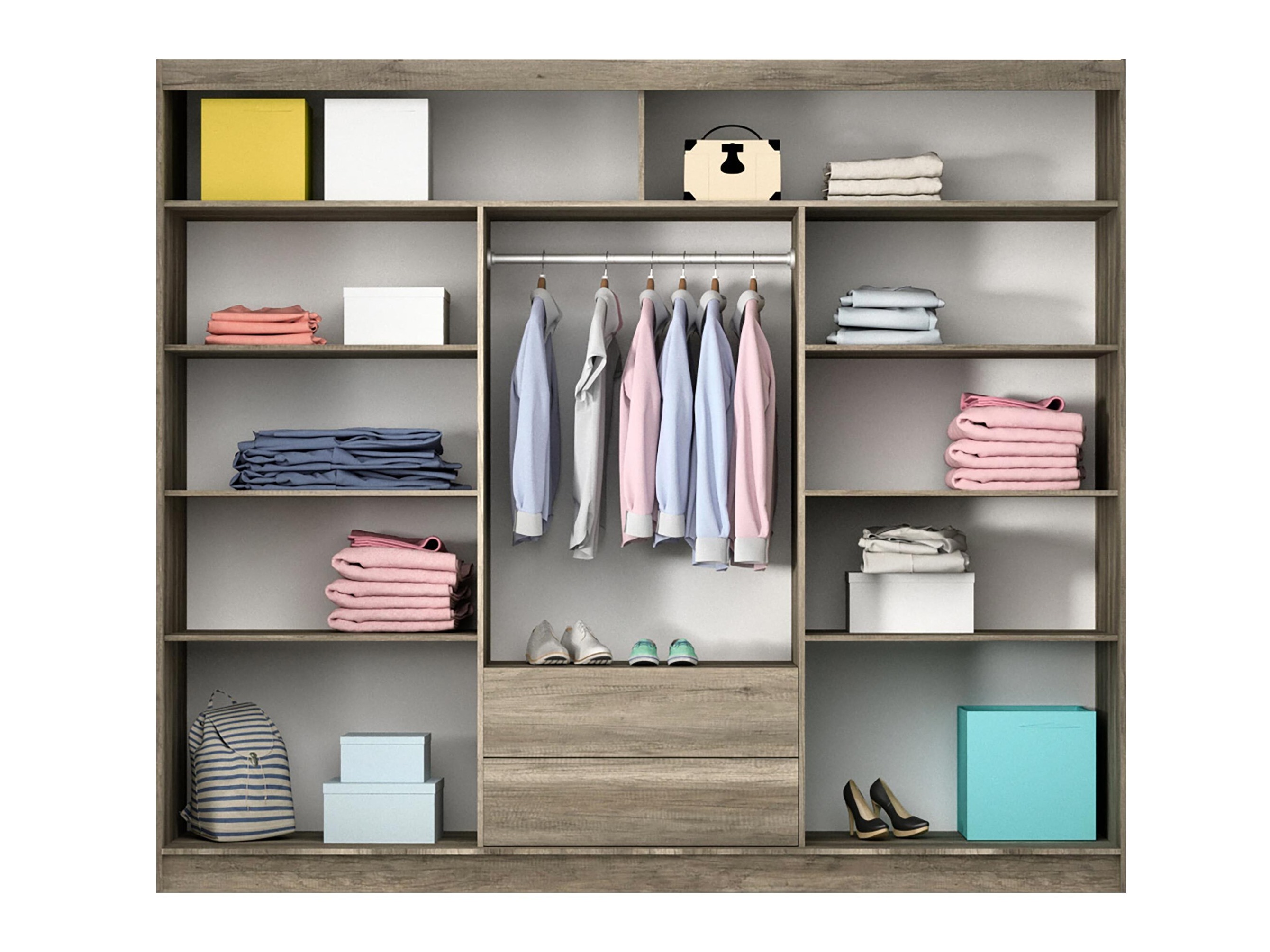 Kleiderschrank Honolulu 109 (Lava + Canyon eichenholzoptik)