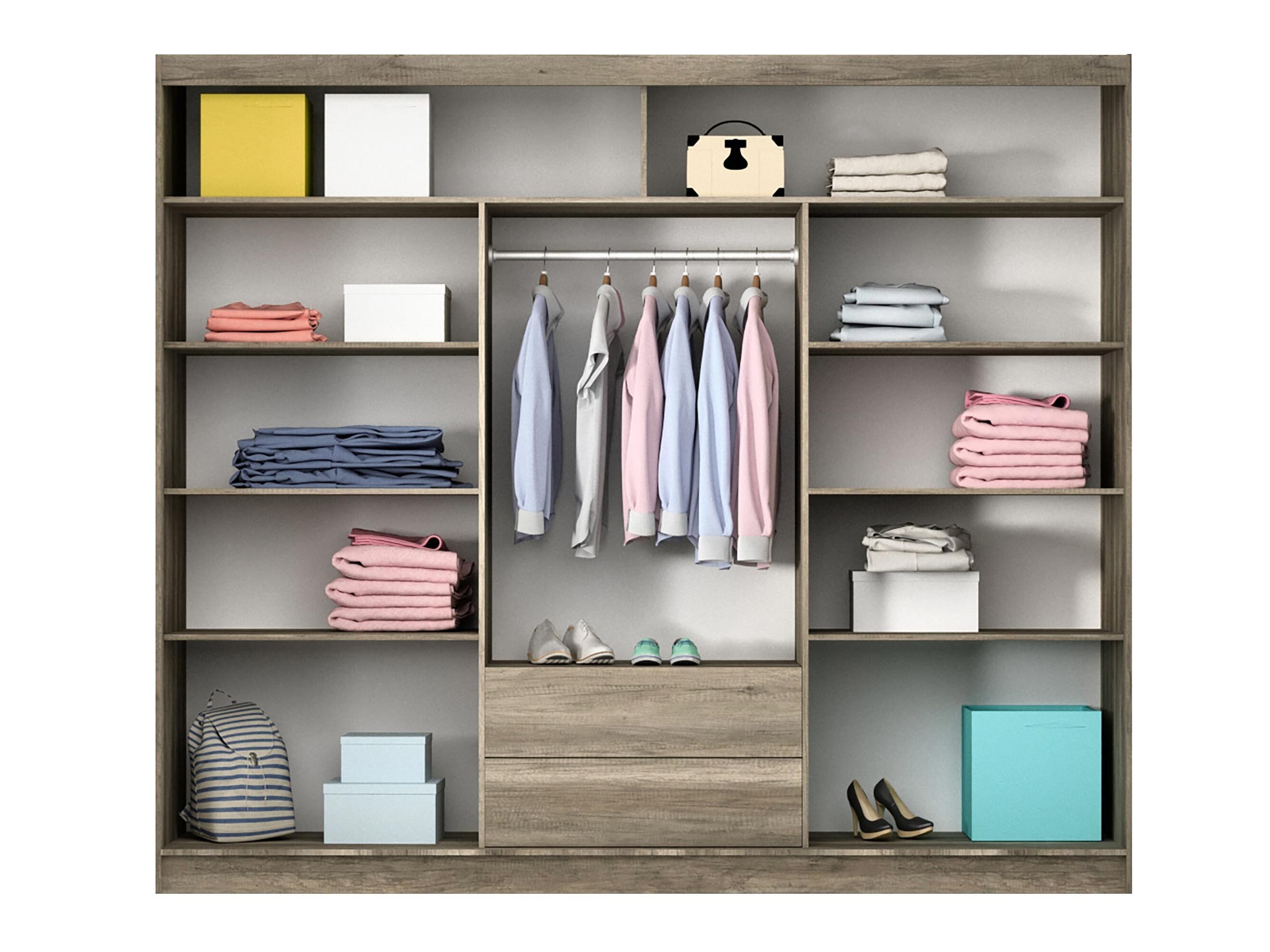 Kleiderschrank Honolulu 109 (Weiß + Canyon eichenholzoptik)