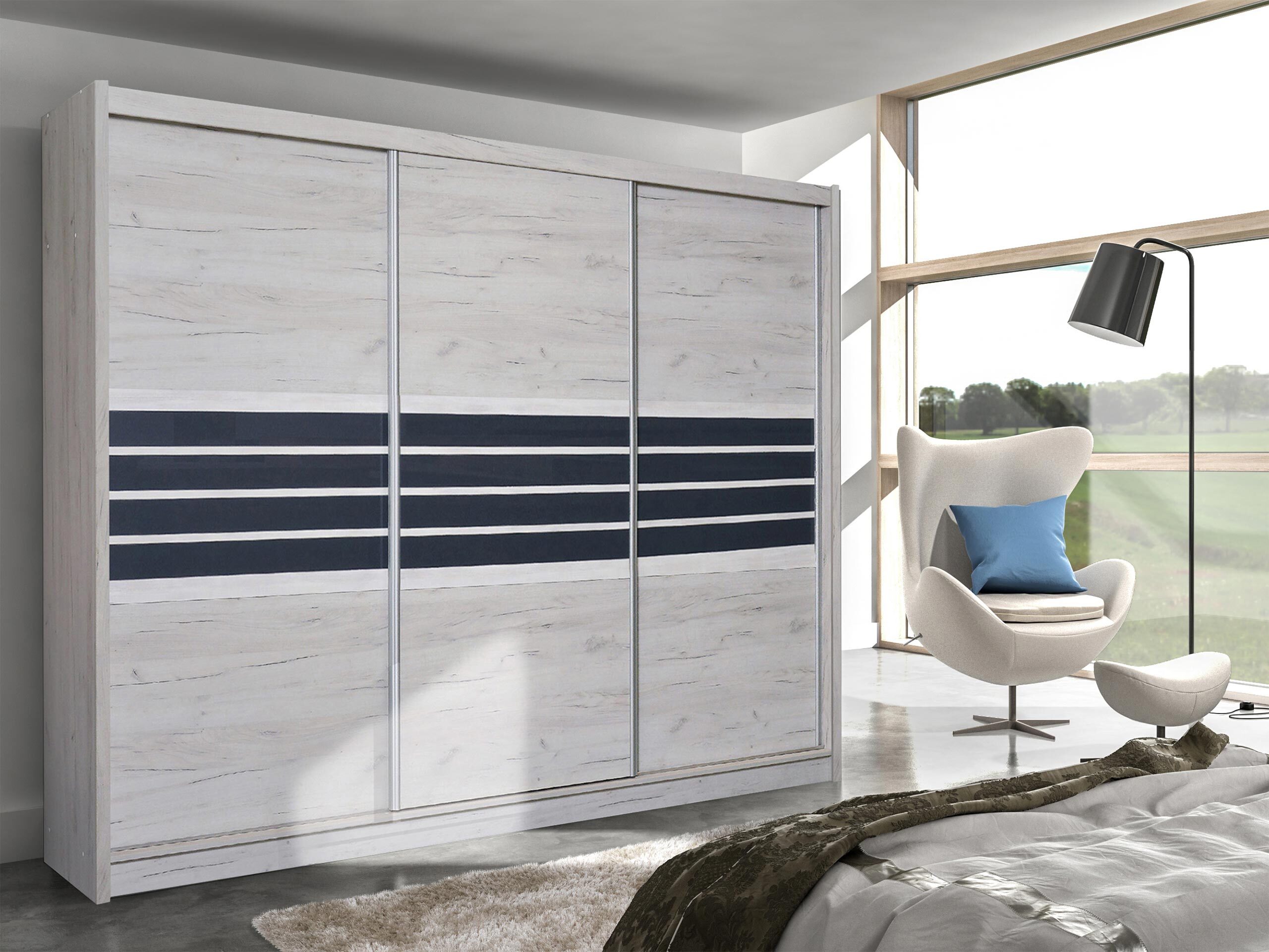 Kleiderschrank Honolulu 116 (Eichenholzoptik Grau+ Graphit)