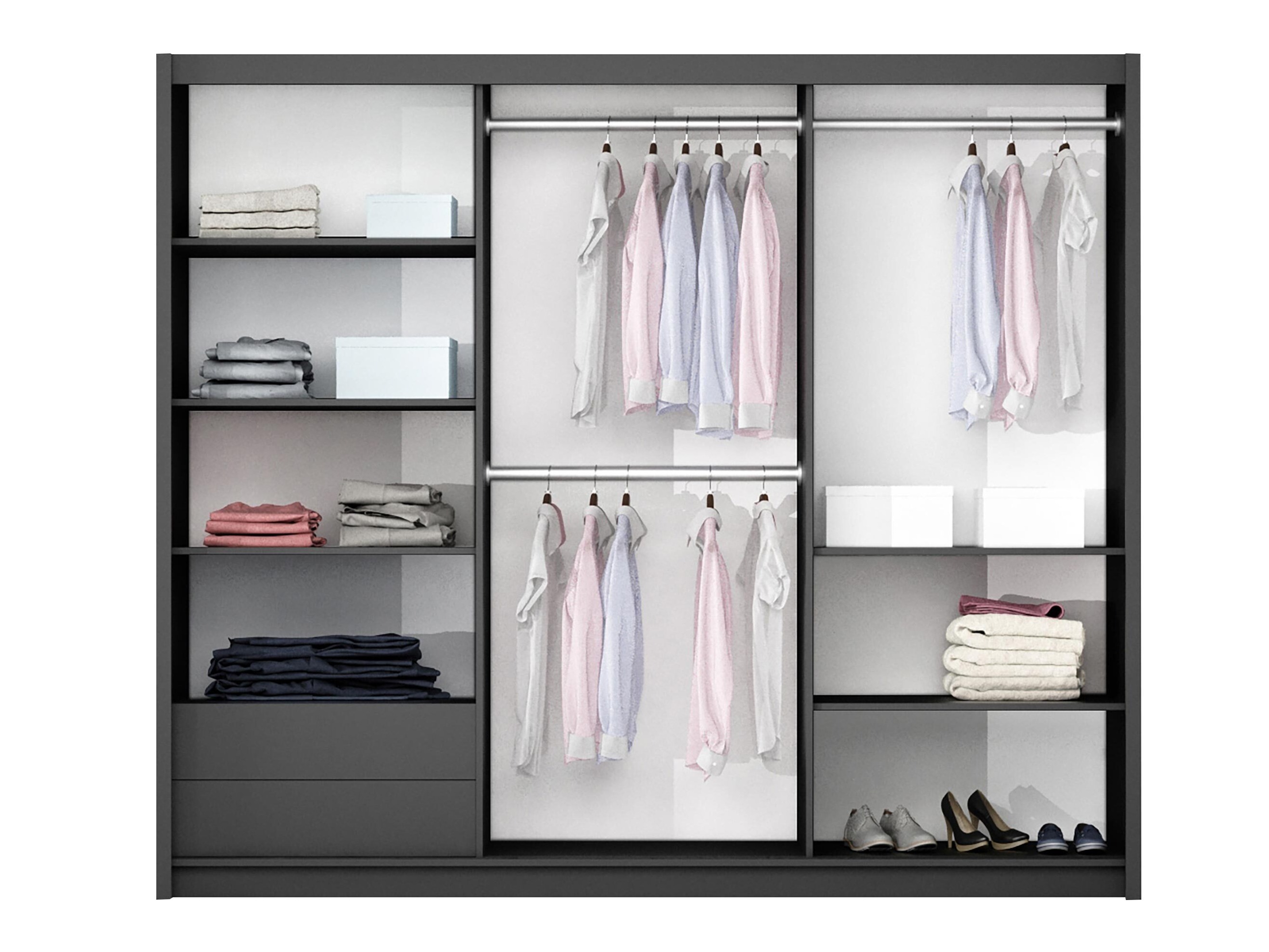 Kleiderschrank Honolulu 122 (Graphit + Weiß glänzend)