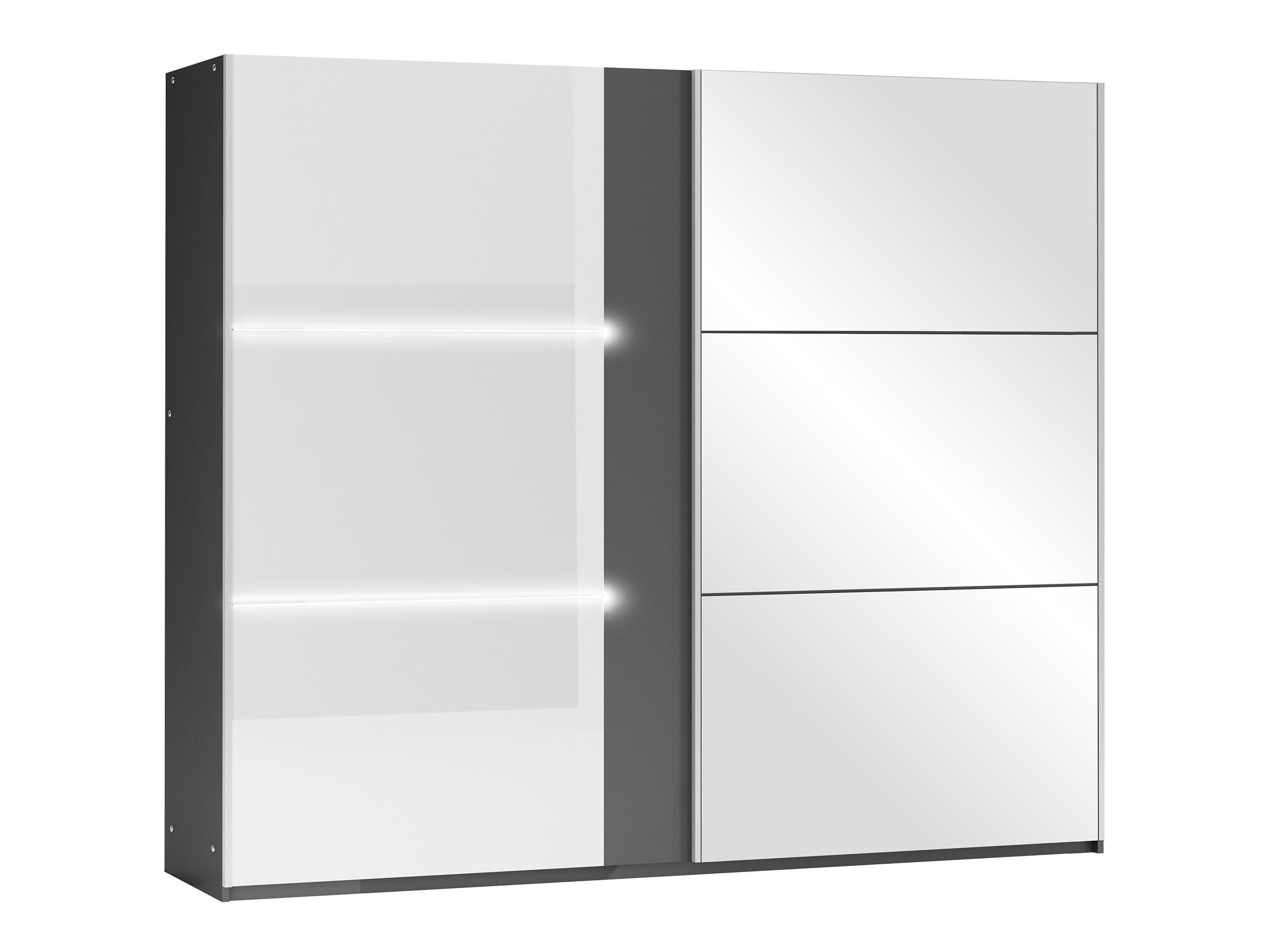 Kleiderschrank Honolulu 122 (Graphit + Weiß glänzend)
