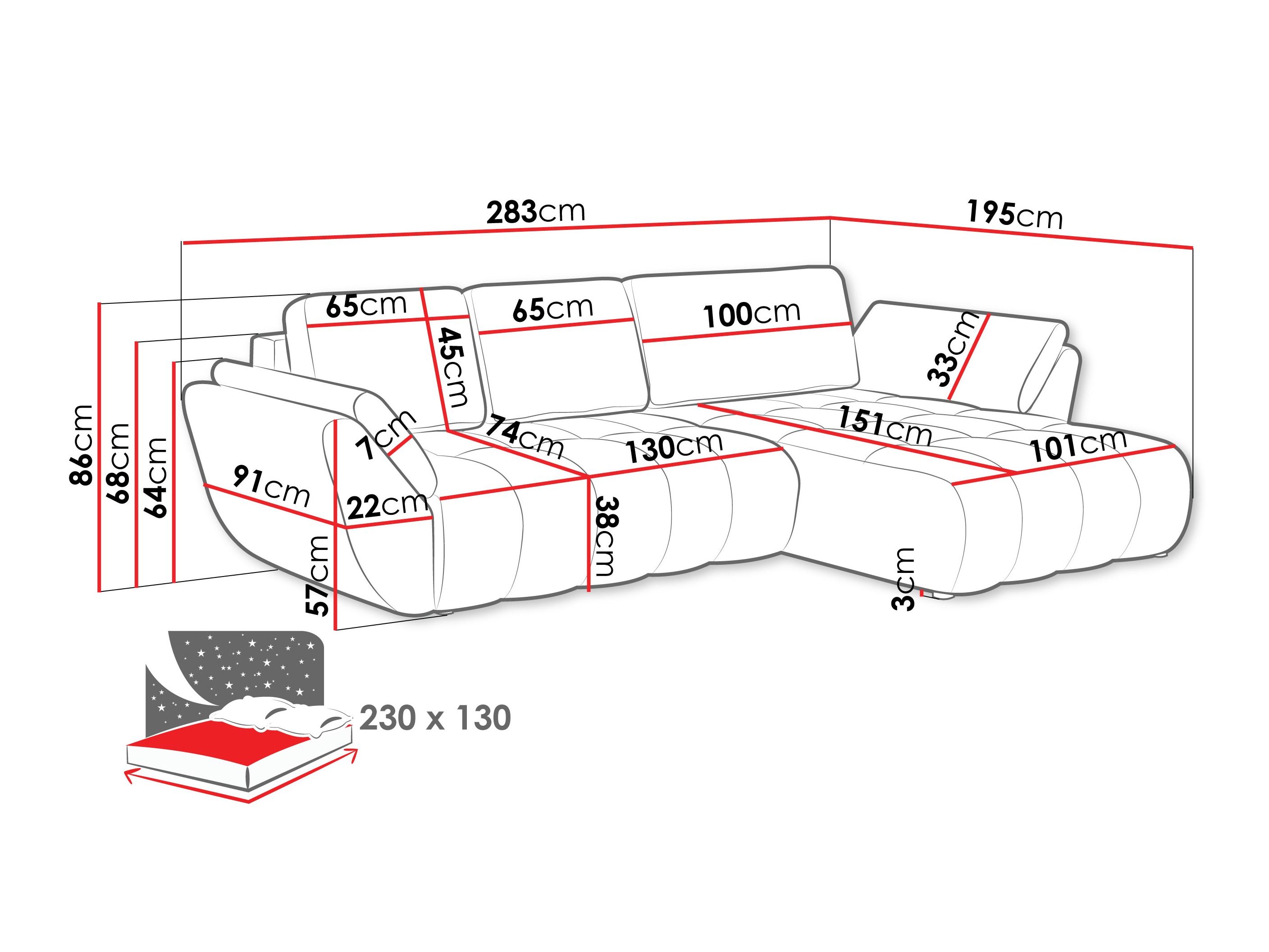 Ecksofa Camden 108 (Lumo 30)