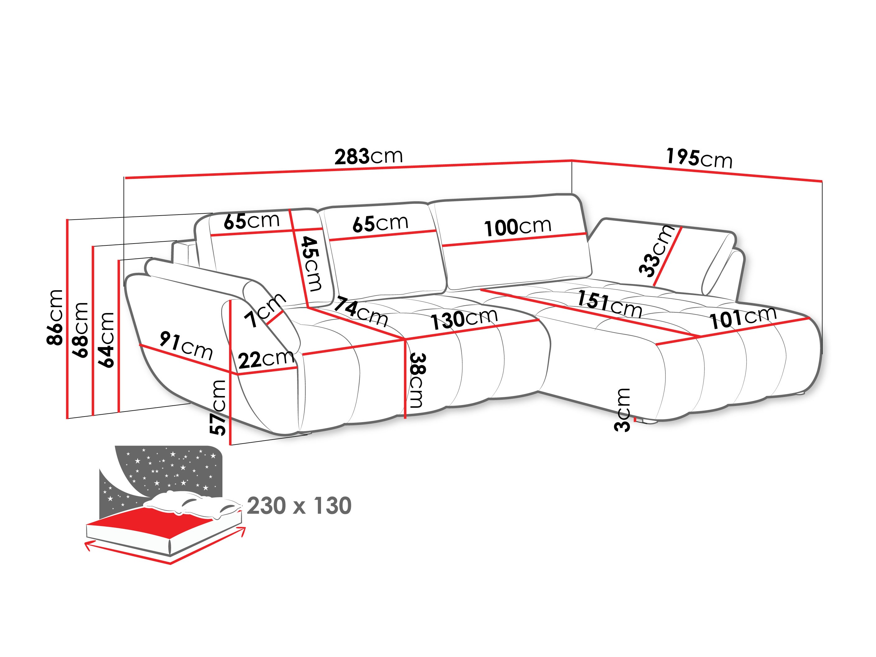 Ecksofa Camden 108 (Lumo 65)