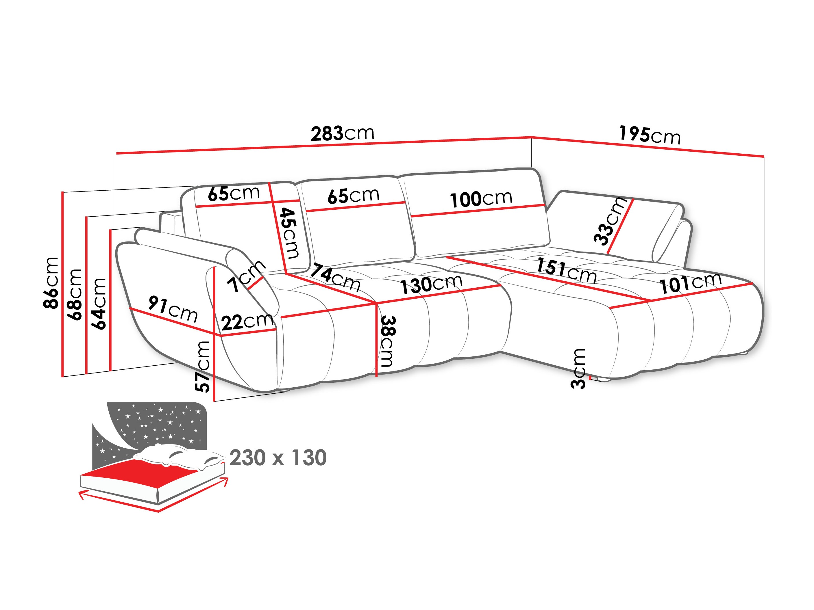 Ecksofa Camden 108 (Margo 227.09)