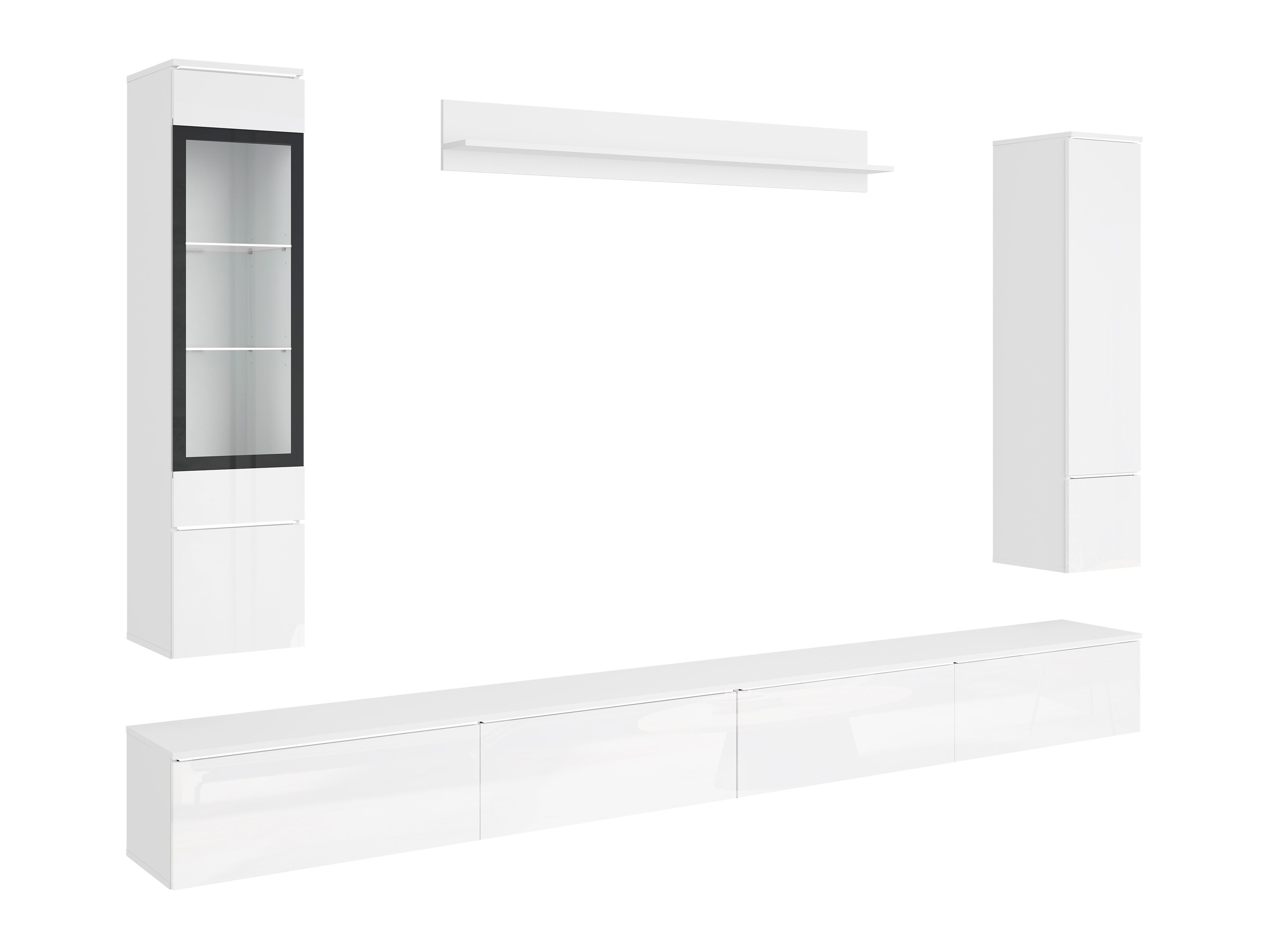 Wohnzimmer-Sets Mirfivo 110 (Weiß + Weiß glänzend)