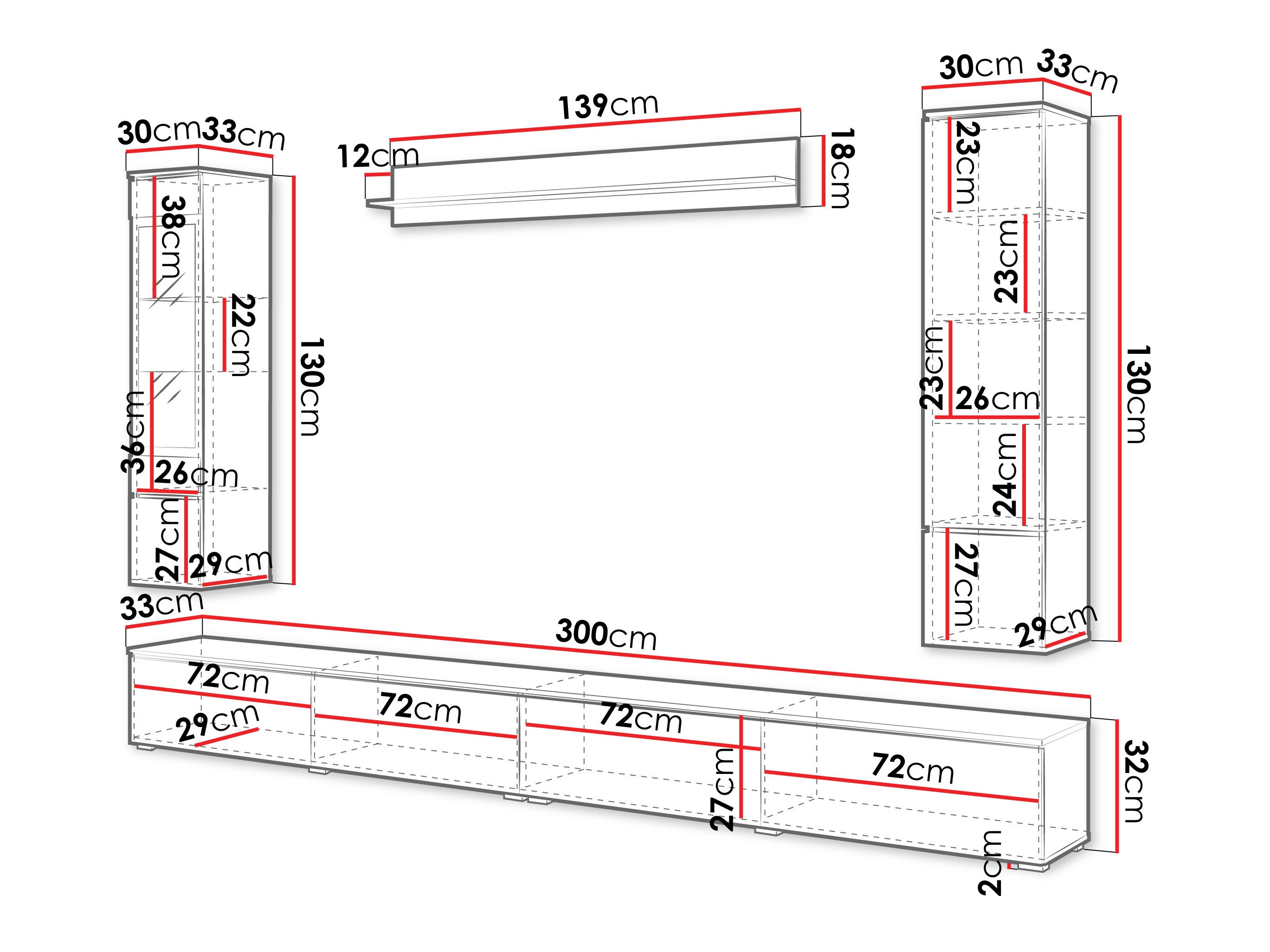 Wohnzimmer-Sets Mirfivo 110 (Weiß + Weiß glänzend)