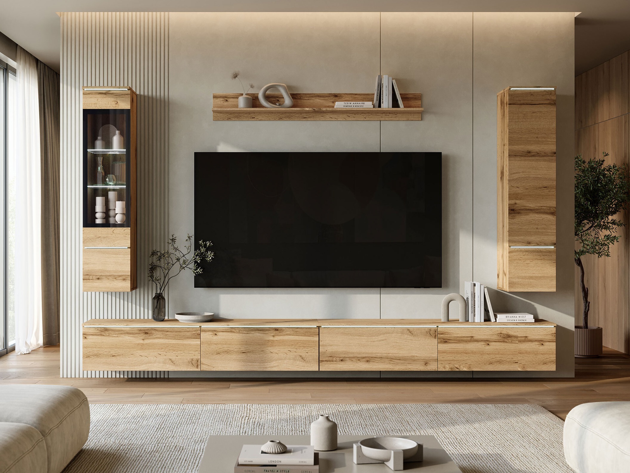 Wohnzimmer-Sets Mirfivo 110 (Wotan Eiche)