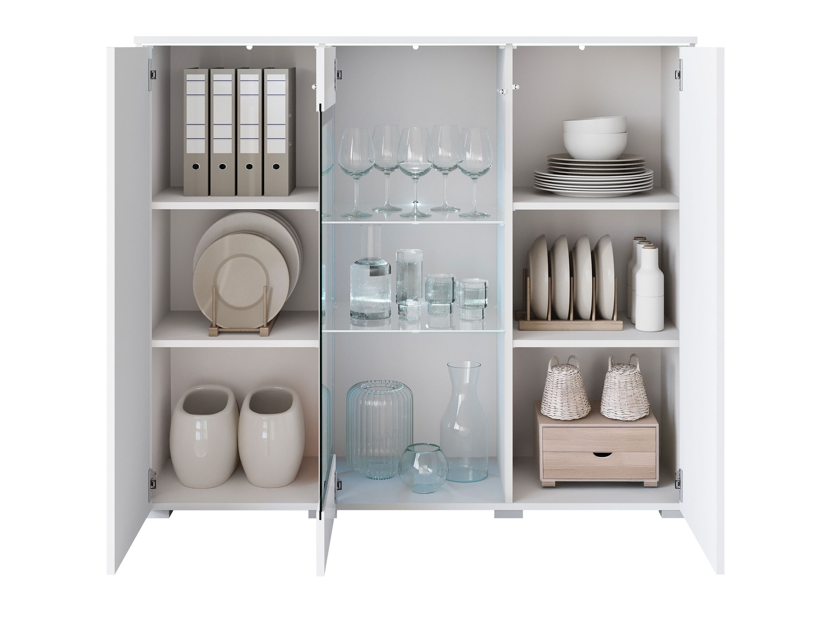 Sideboard Mirfivo 103 (Matera grau + Kastanienholzoptik)