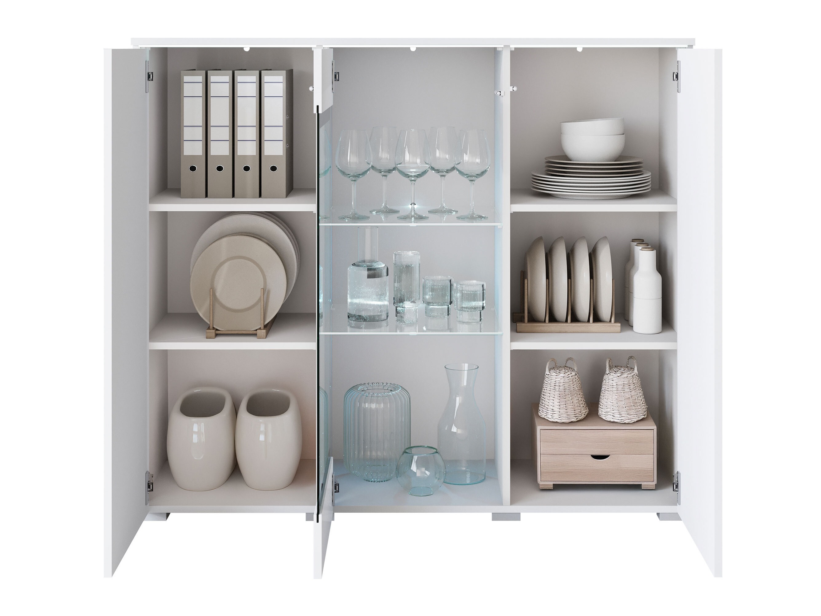 Sideboard Mirfivo 103 (Matera grau + Kastanienholzoptik)