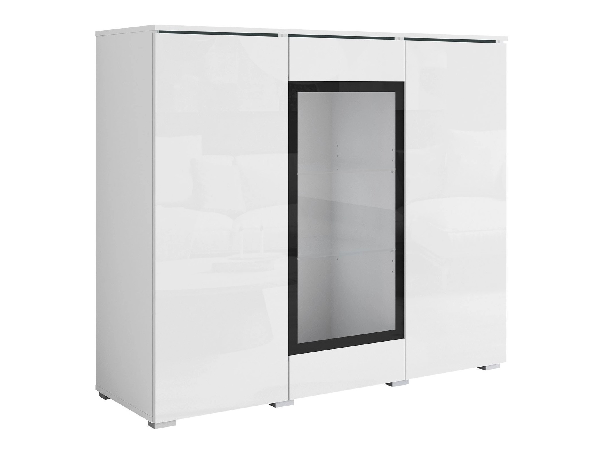 Sideboard Mirfivo 103 (Weiß + Weiß glänzend)