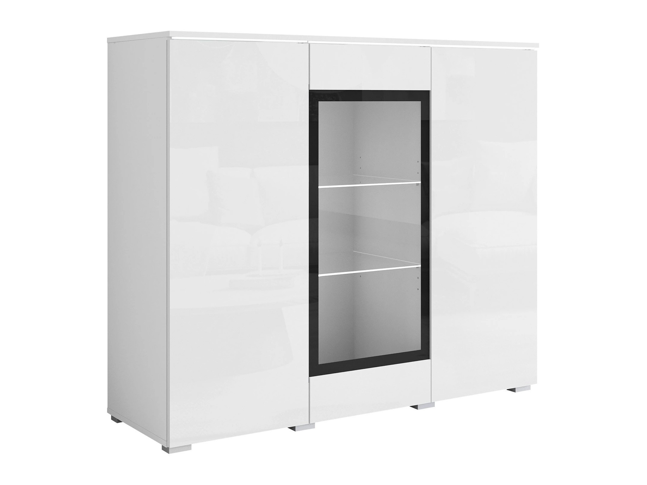 Sideboard Mirfivo 103 (Weiß + Weiß glänzend)