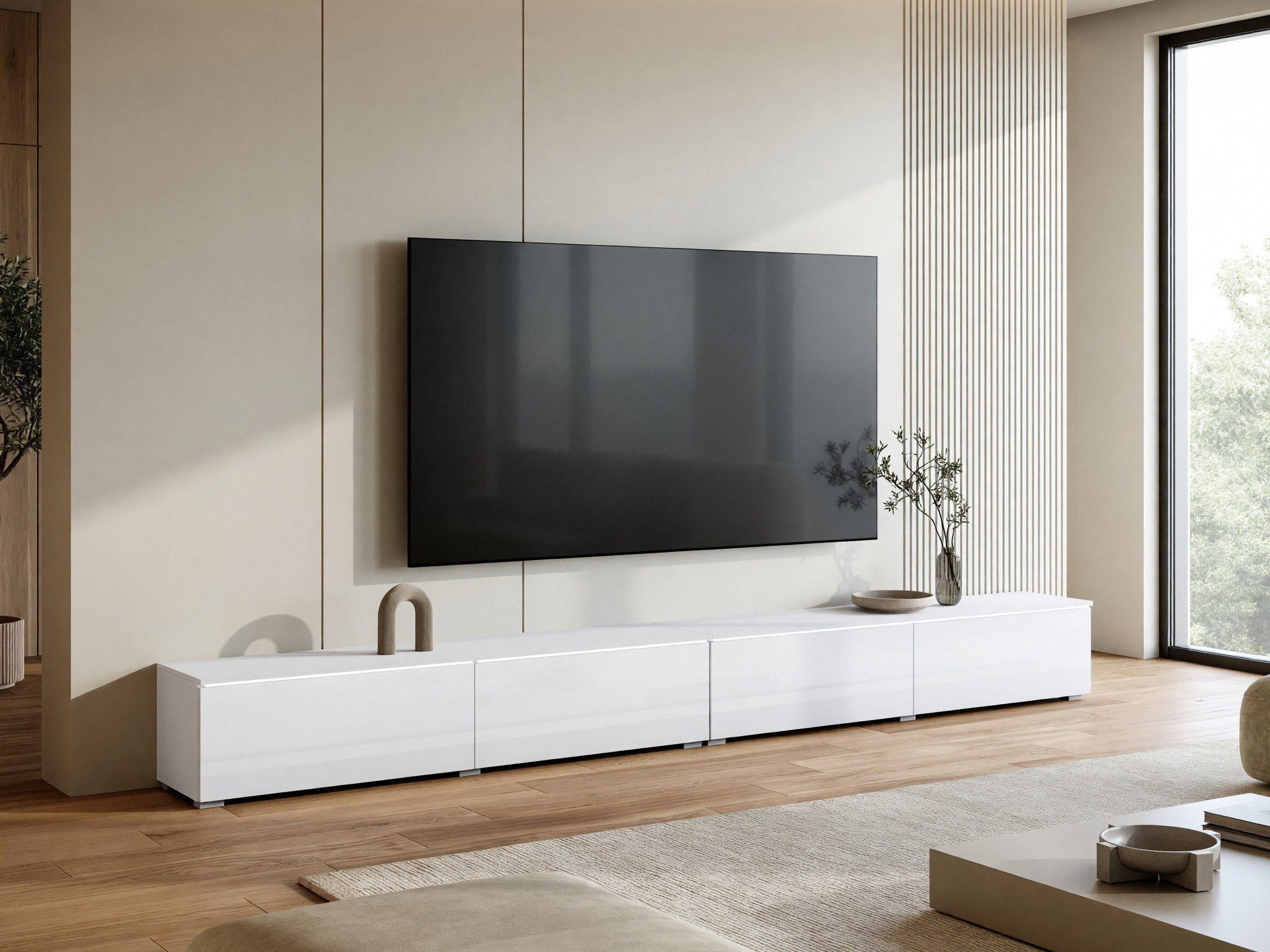 TV-Möbel Sarasota 199 (Weiß + Weiß glänzend)
