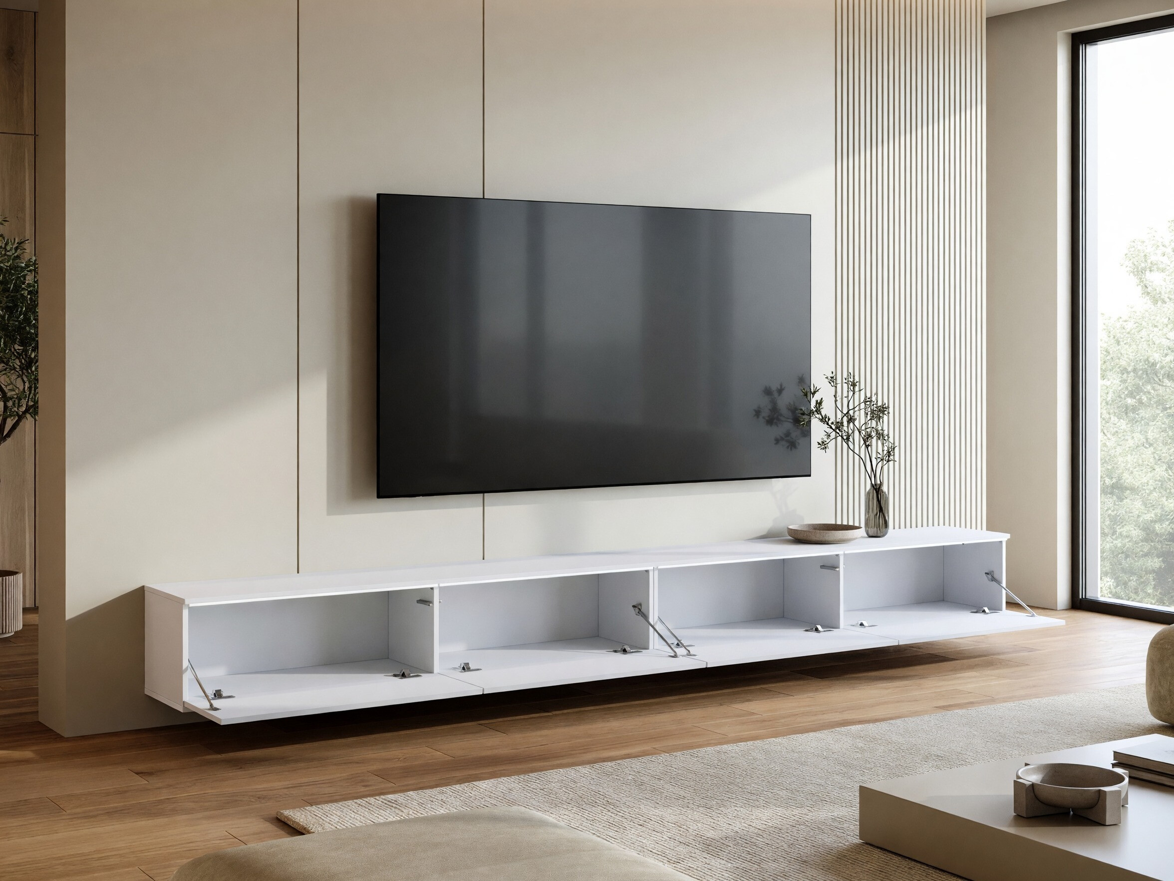 TV-Möbel Sarasota 199 (Weiß + Weiß glänzend)