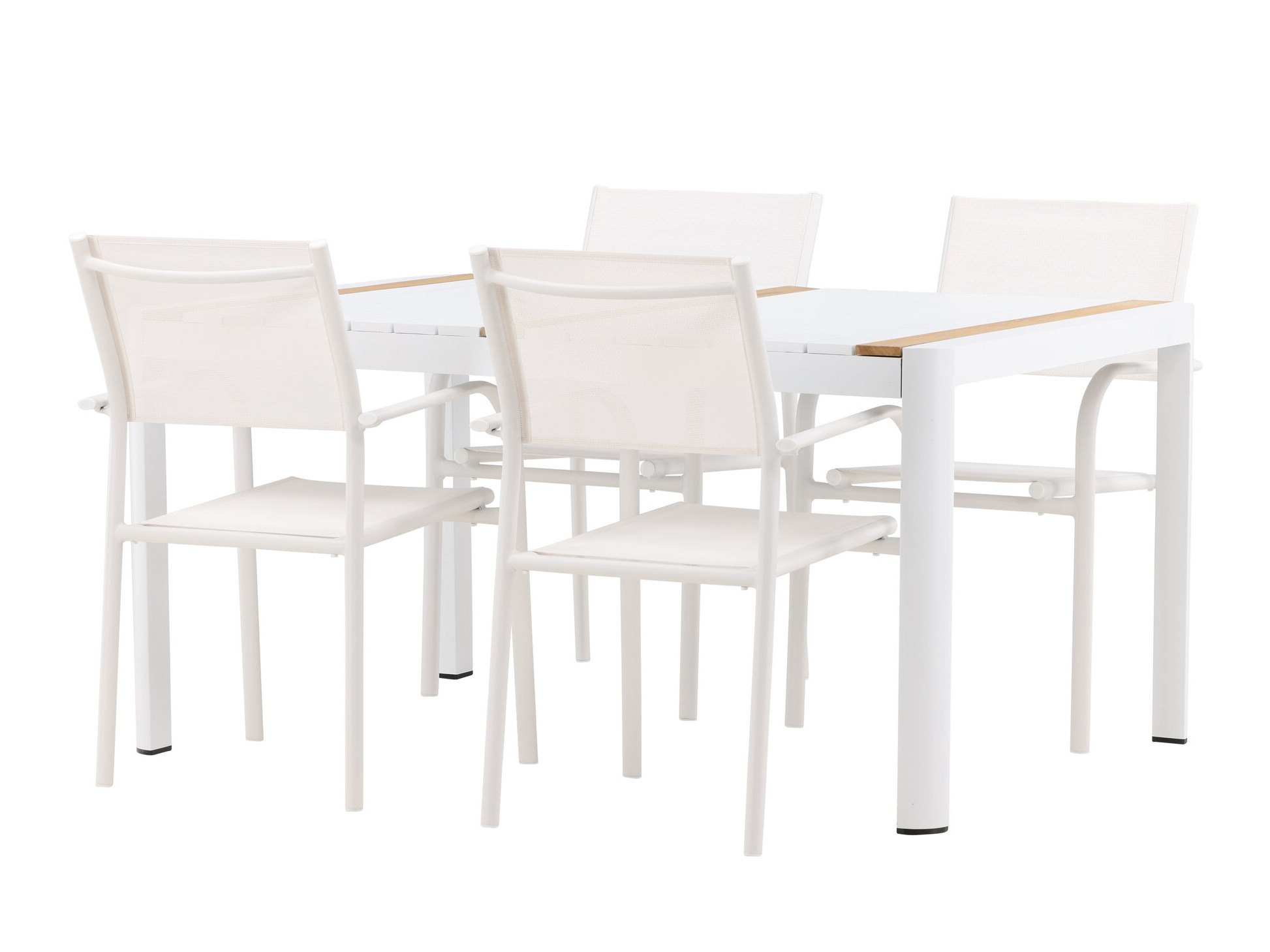 Tisch und Stühle Dallas 5318 (Weiß + Teakholz)