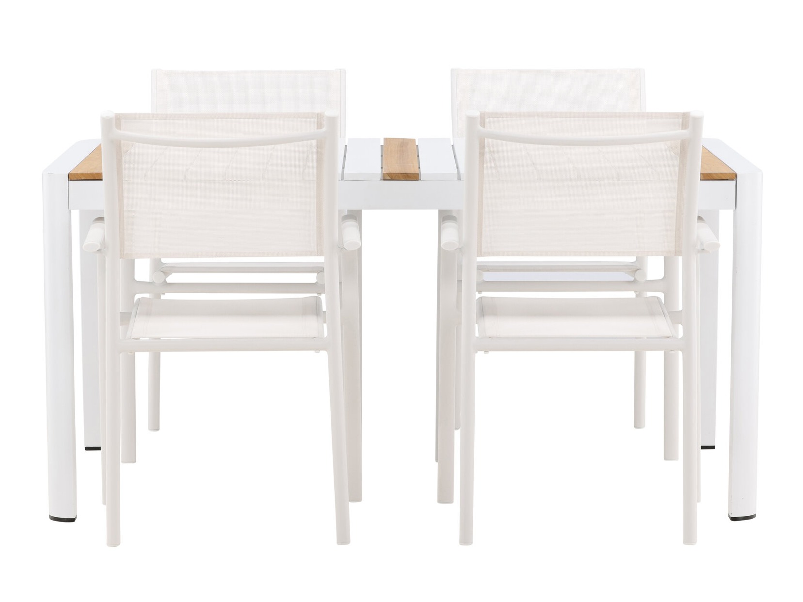 Tisch und Stühle Dallas 5318 (Weiß + Teakholz)