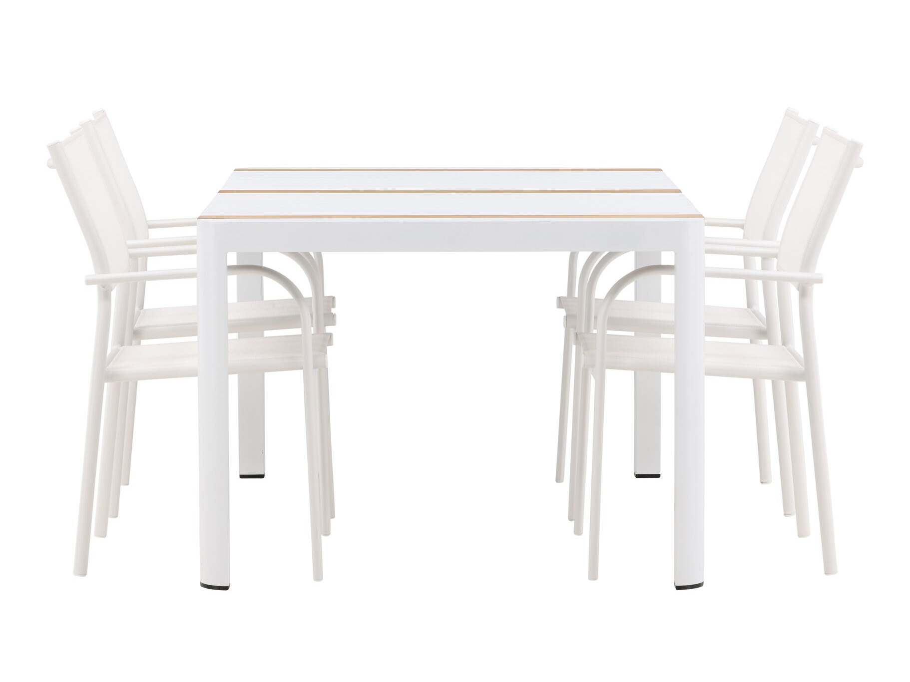 Tisch und Stühle Dallas 5318 (Weiß + Teakholz)