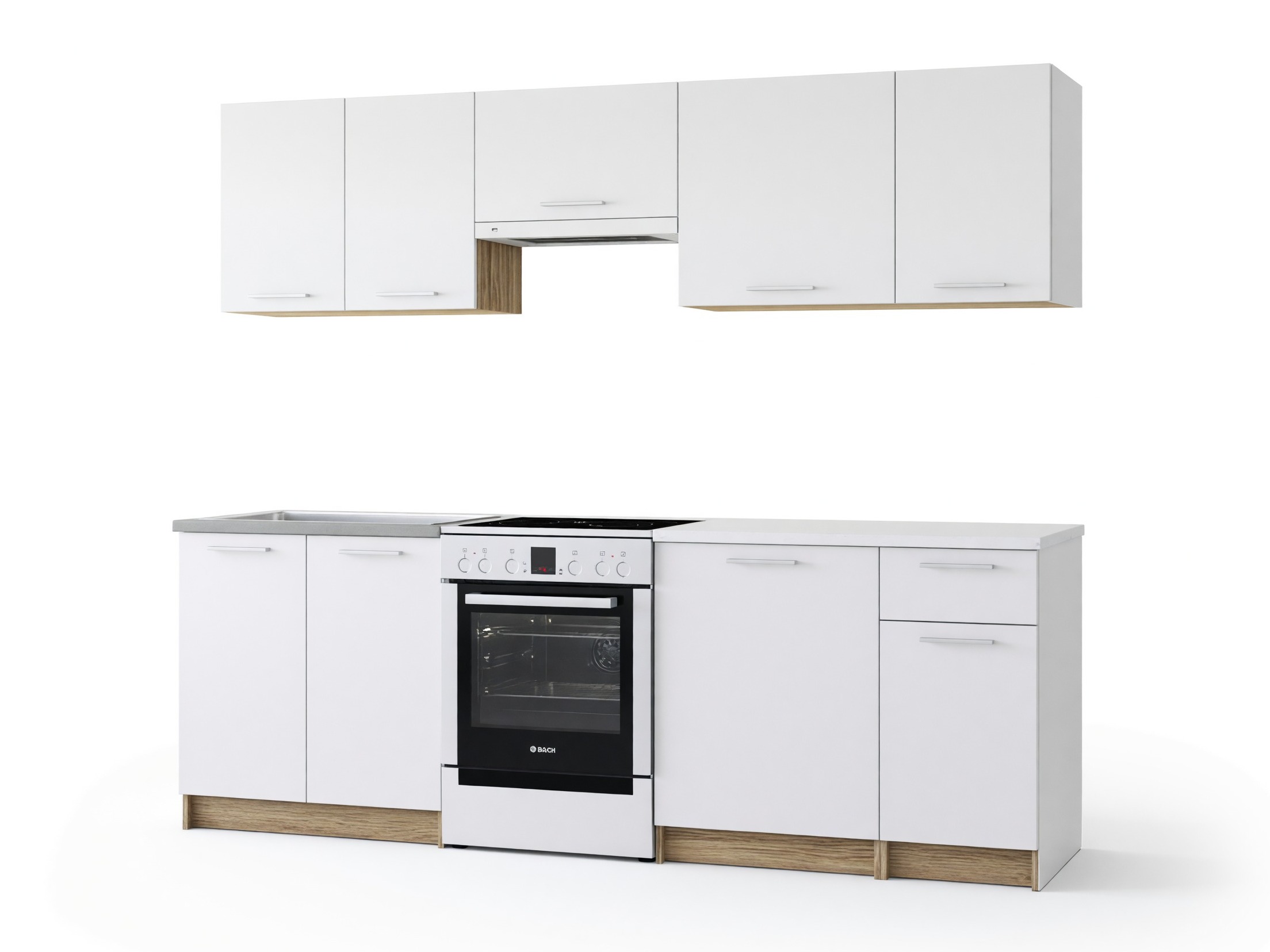 Küchenset Houston 856 (Weiß + Sonoma Eichenholzoptik)