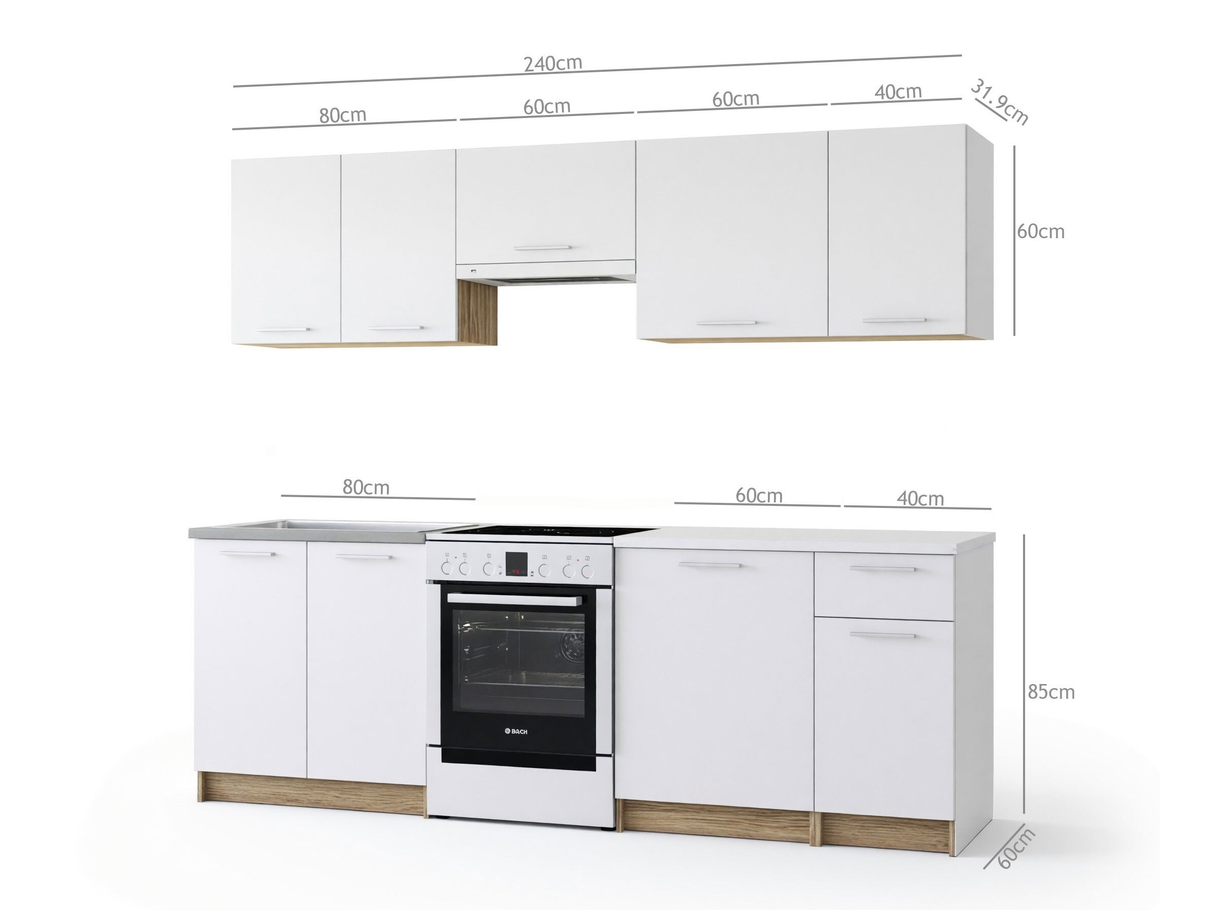 Küchenset Houston 856 (Anthrazit + Craft eichenholzoptik)
