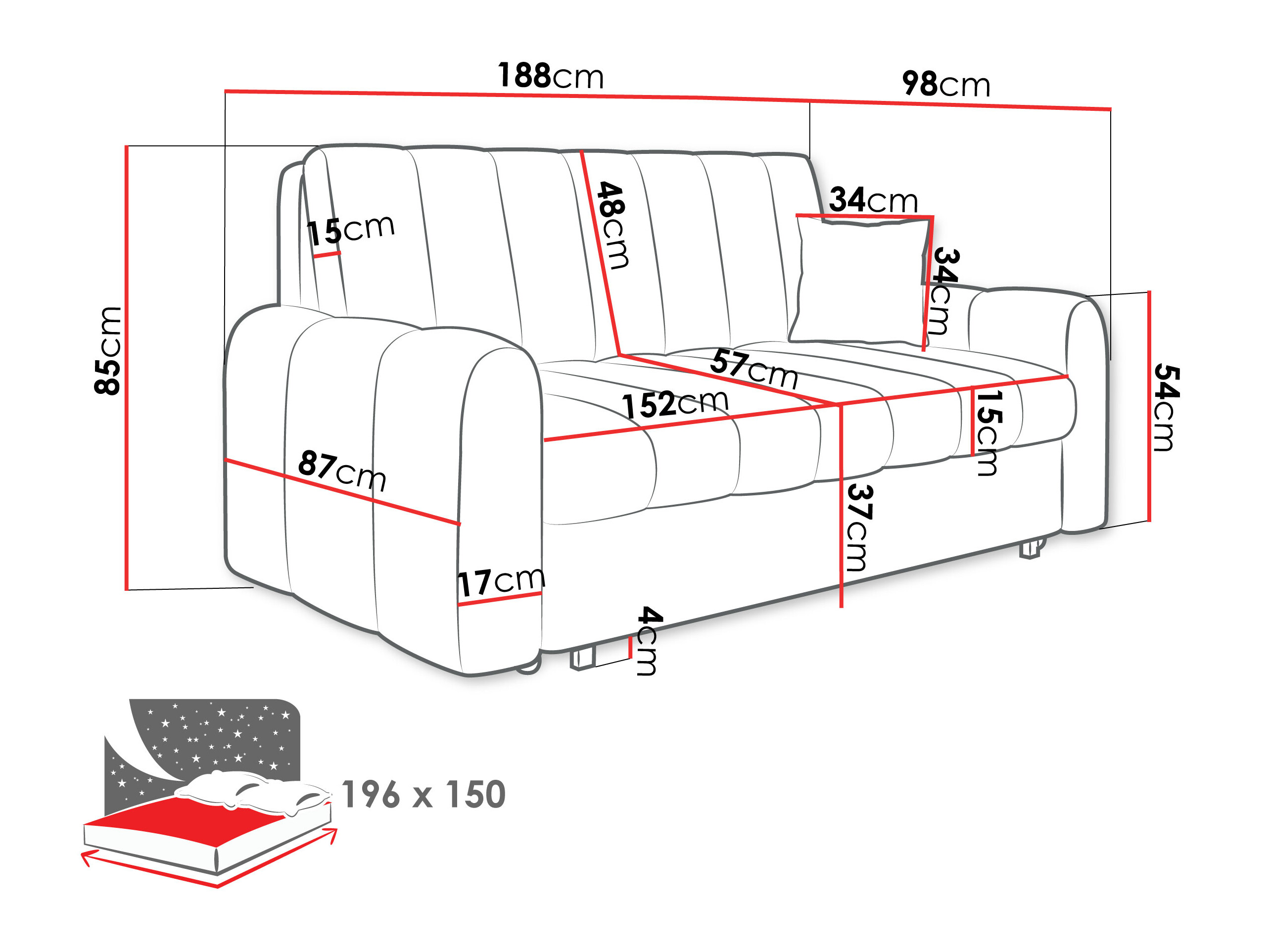 Schlafsofa Columbus 265 (Lumo 55)