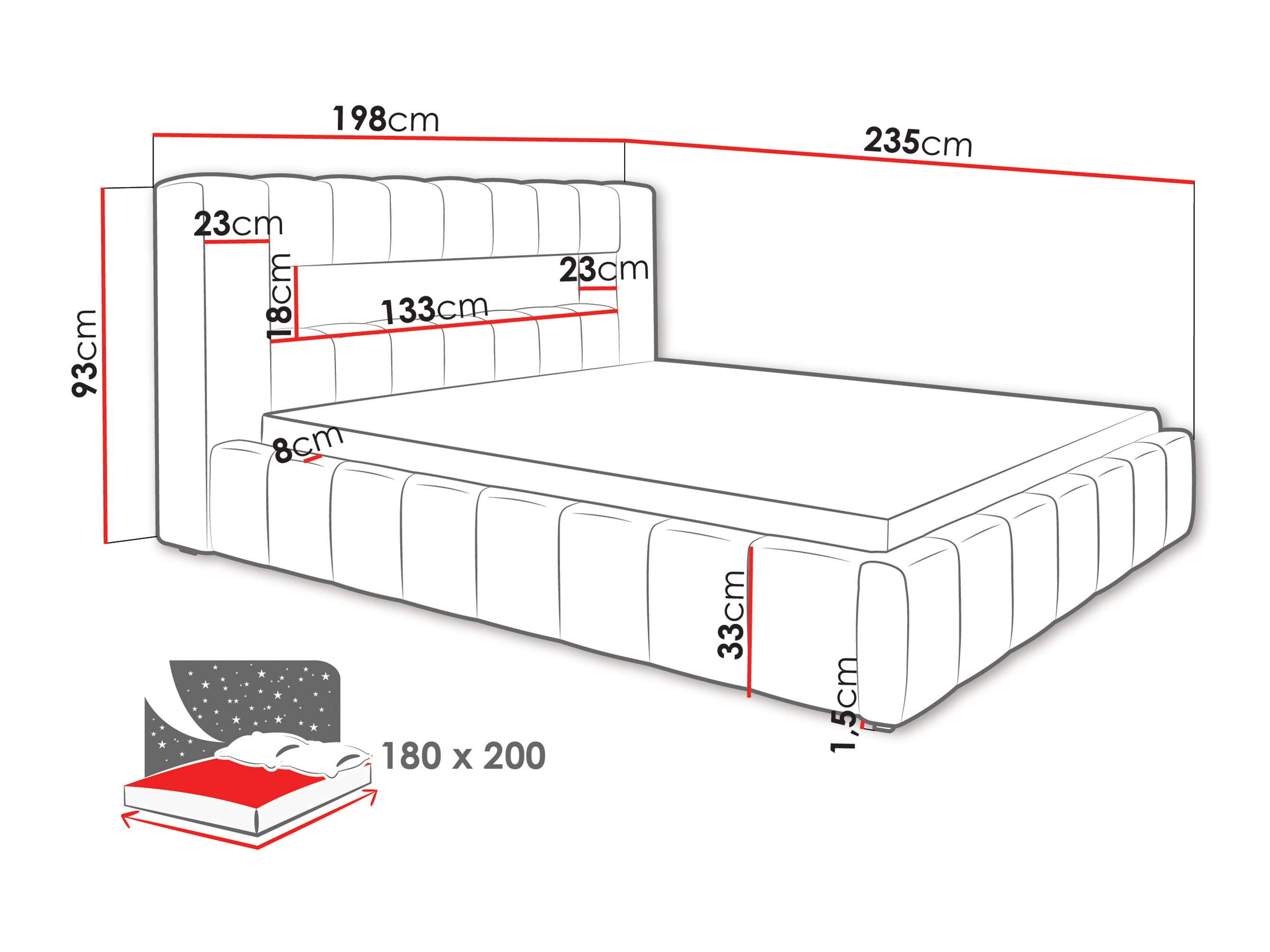 Bett Skokie 100 (Velluto 16)