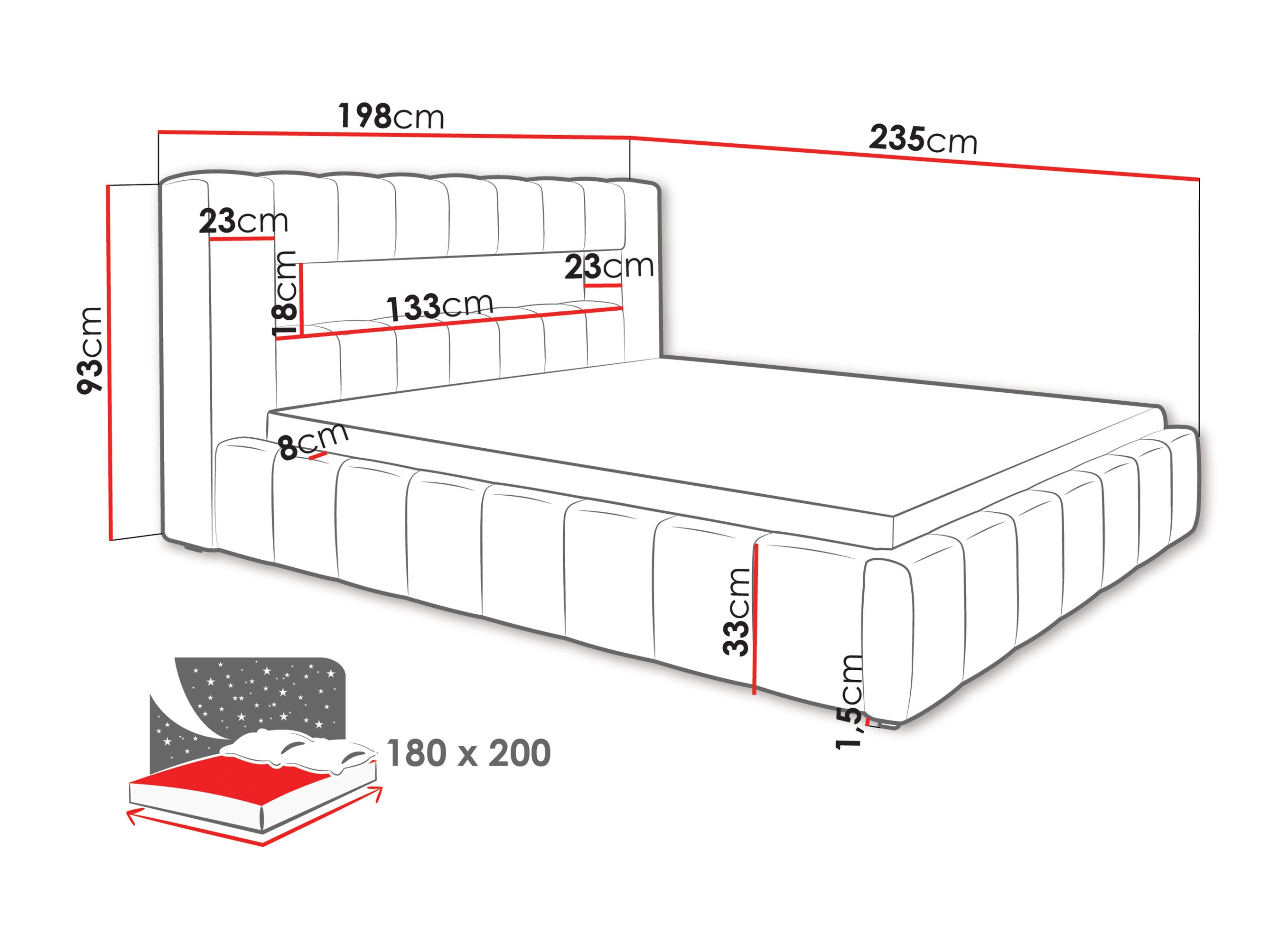 Bett Skokie 100 (Velluto 18)