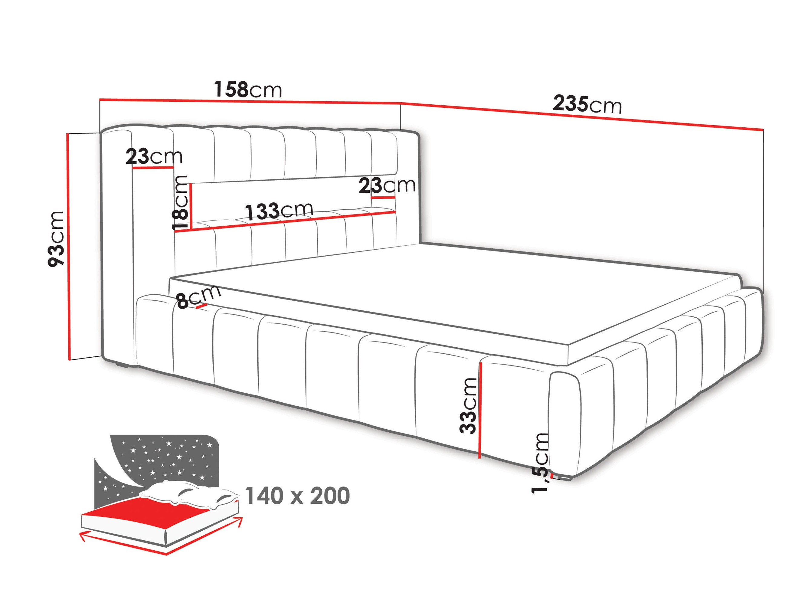 Bett Skokie 100 (Velluto 30)